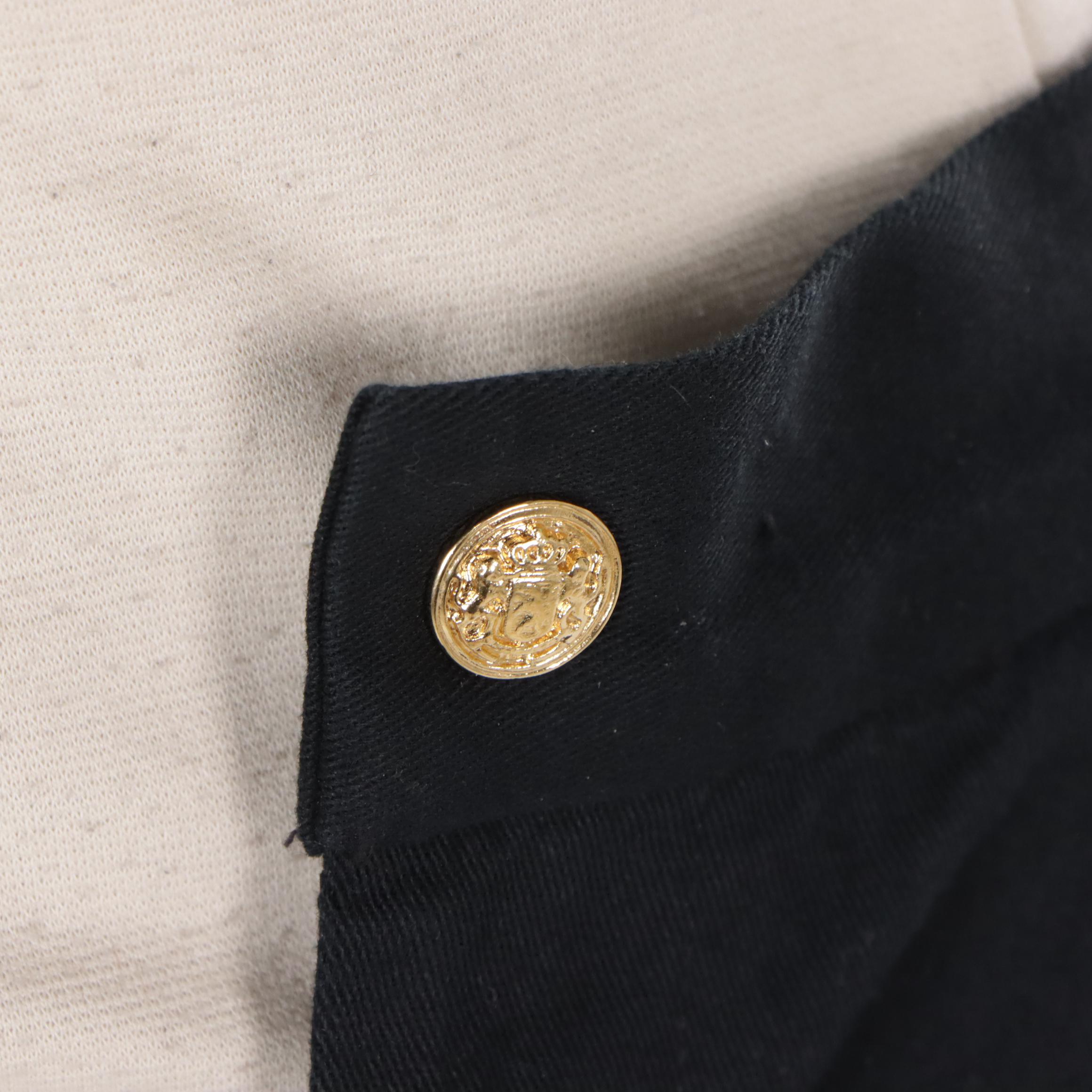 St. John Sport Black Jacket and Navy Blue Pleated Twill Pant