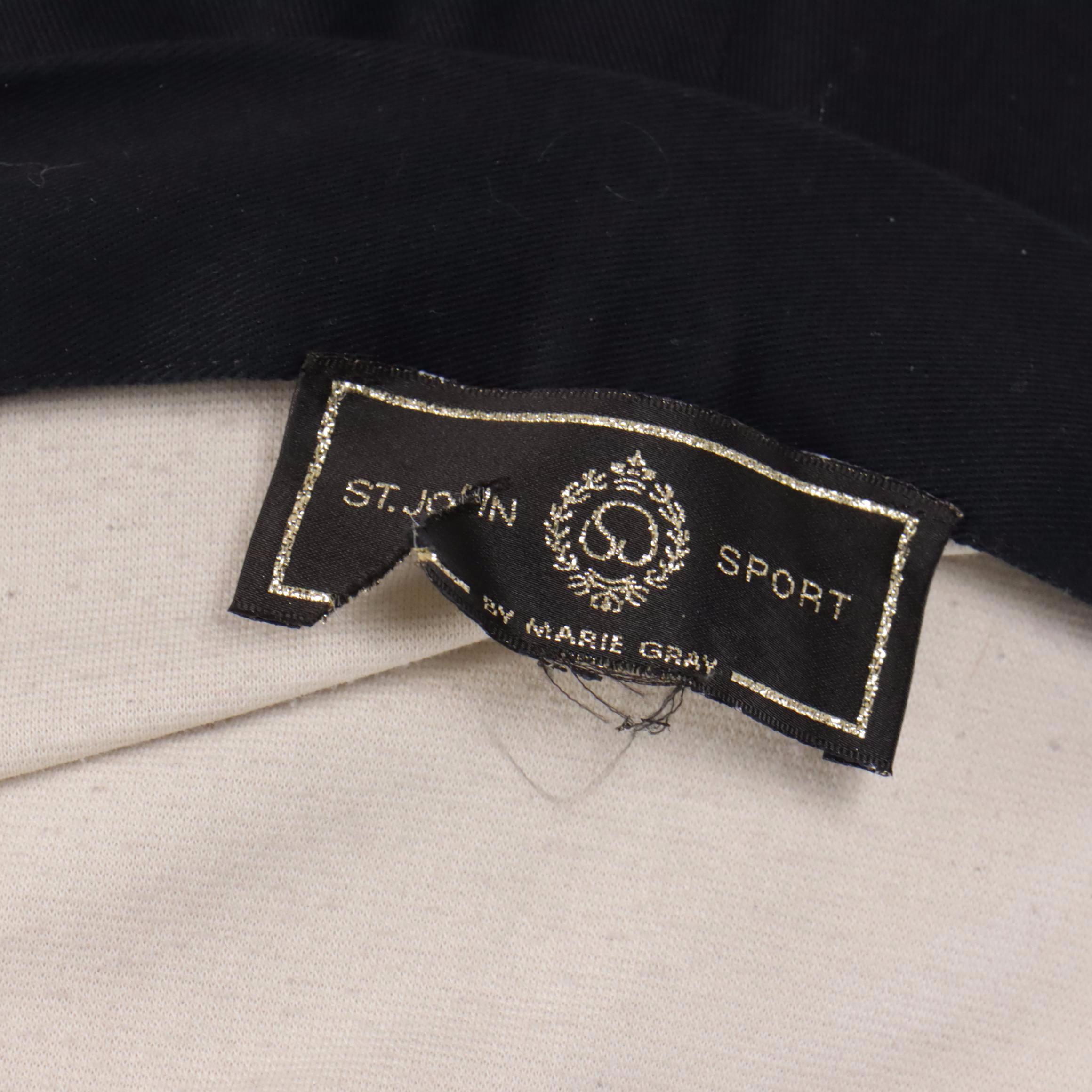 St. John Sport Black Jacket and Navy Blue Pleated Twill Pant