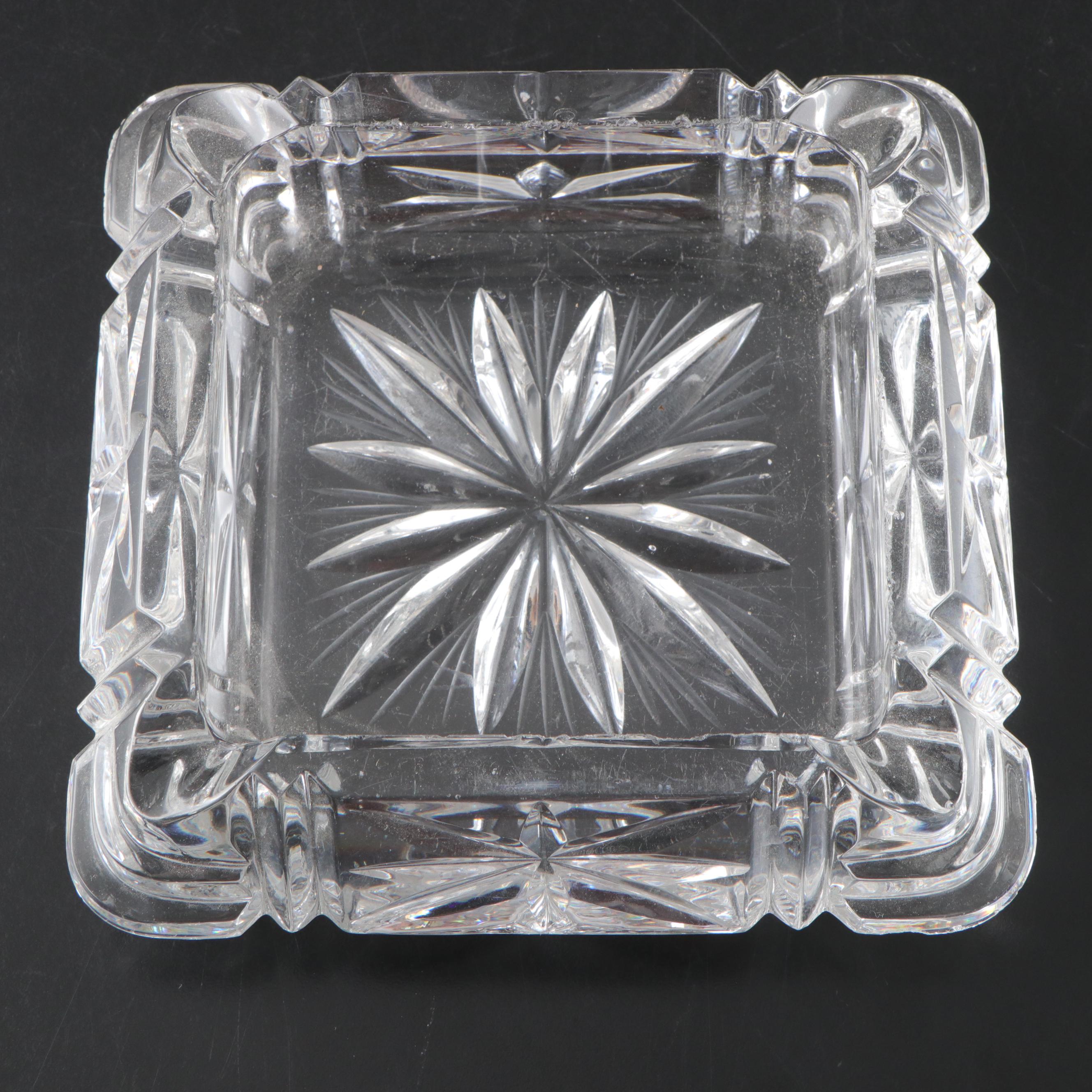 Crystal Ashtrays with Glass Candlesticks and Box