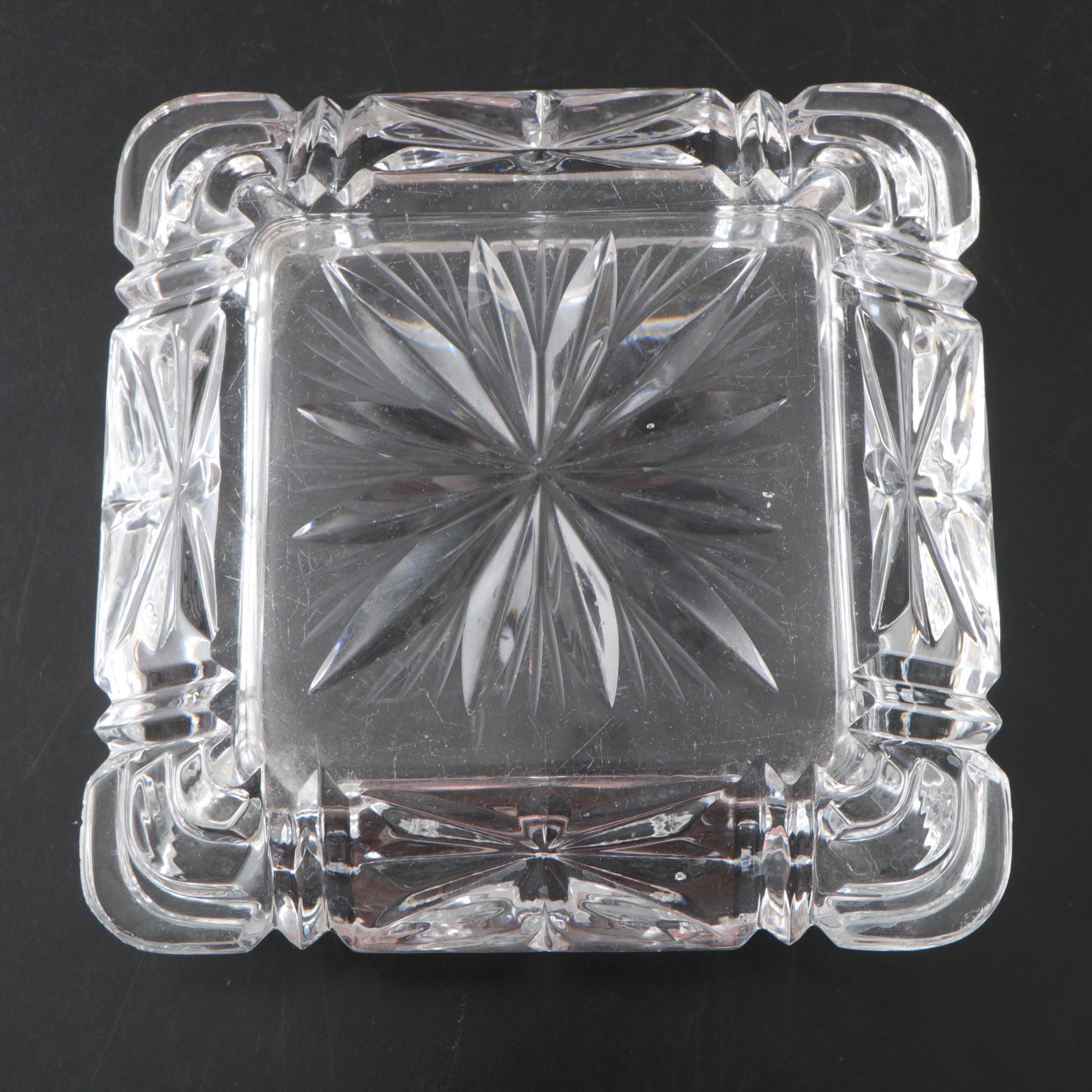 Crystal Ashtrays with Glass Candlesticks and Box