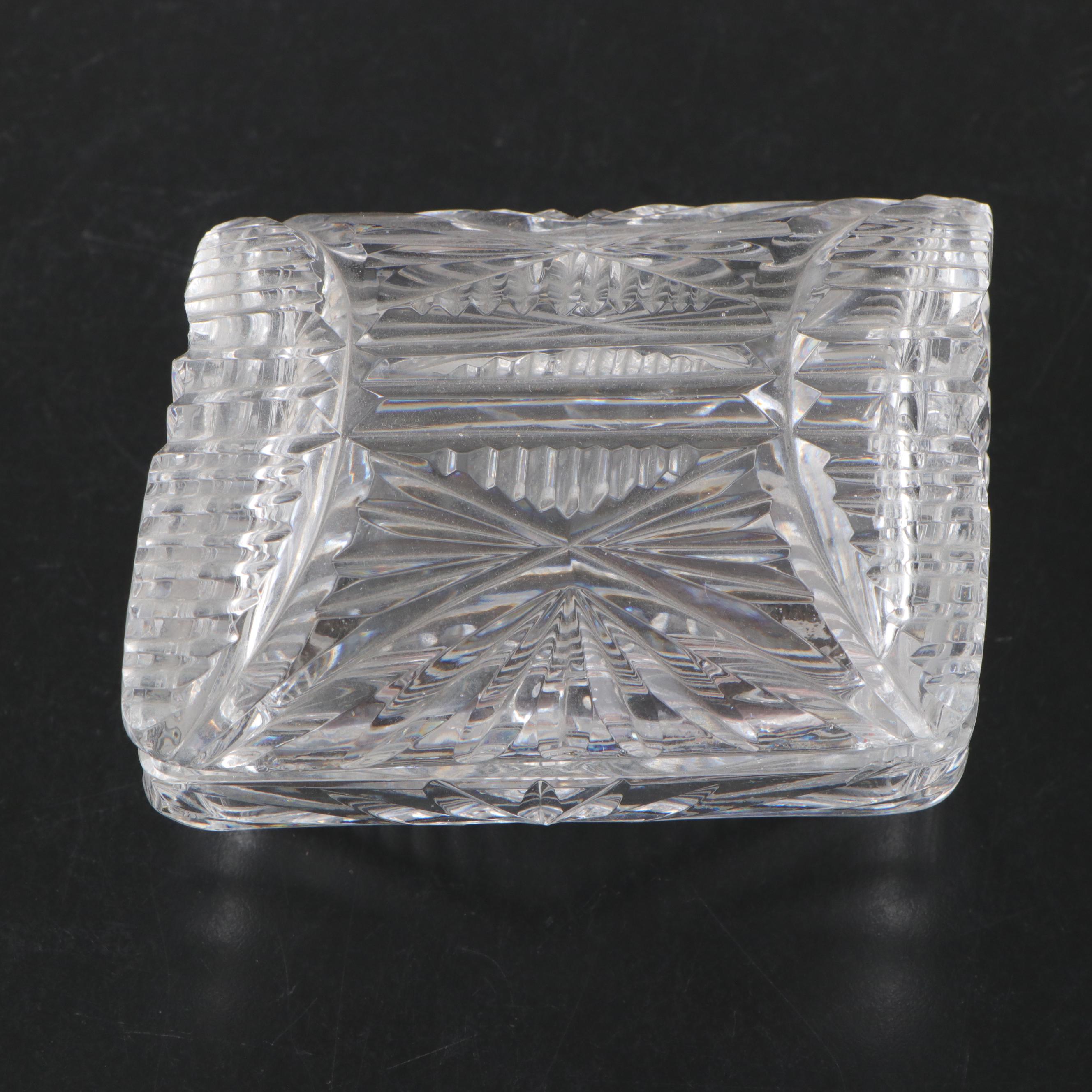 Crystal Ashtrays with Glass Candlesticks and Box
