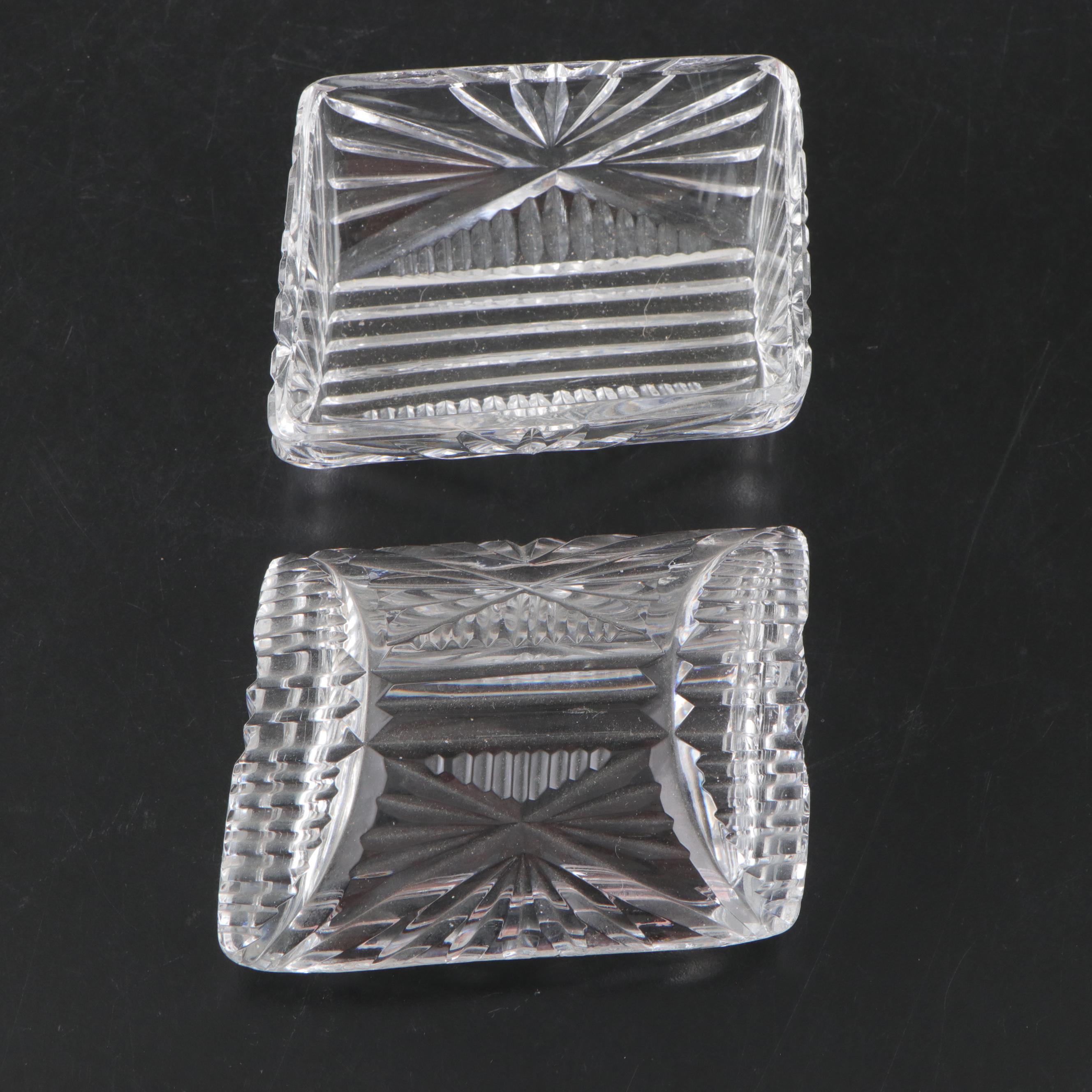 Crystal Ashtrays with Glass Candlesticks and Box