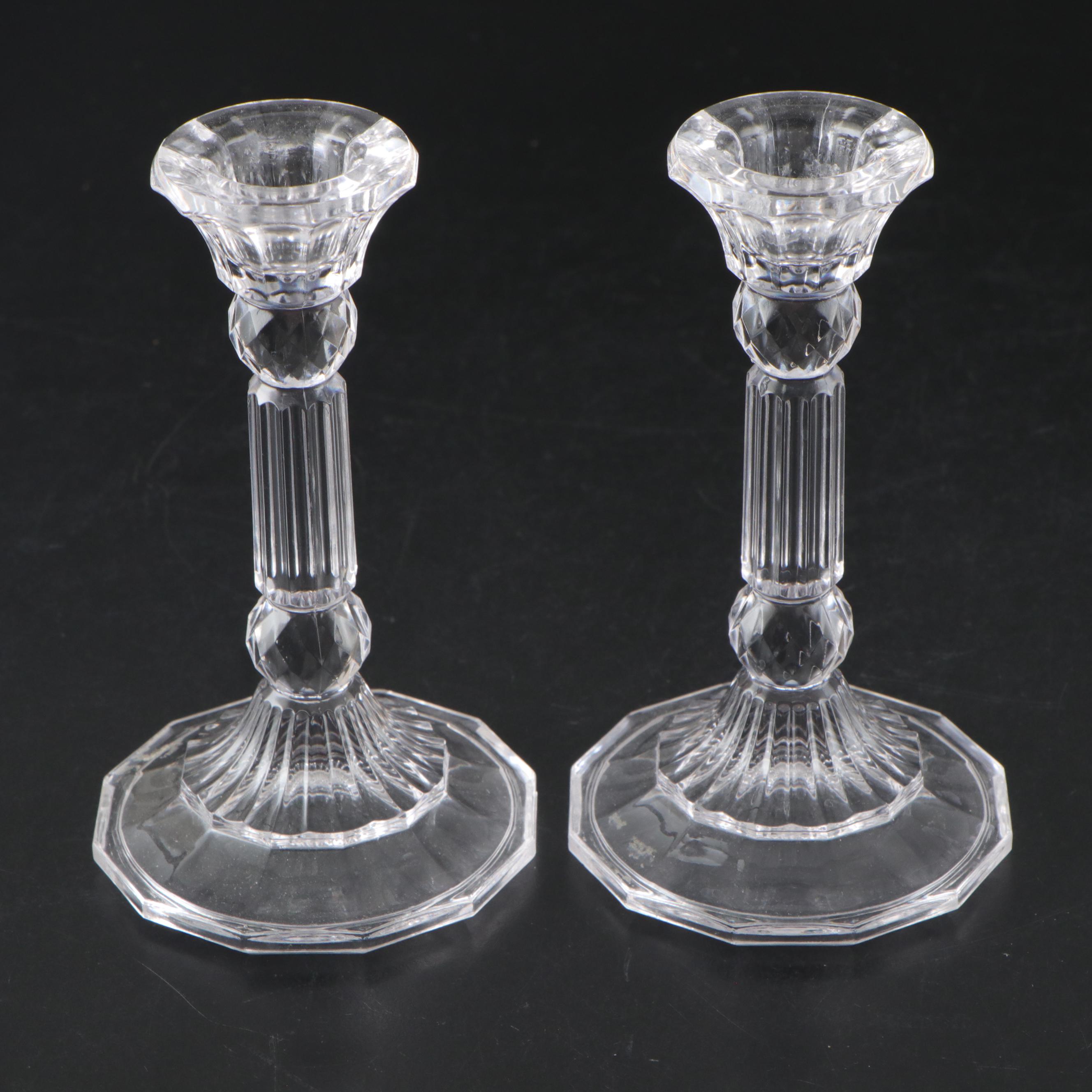 Crystal Ashtrays with Glass Candlesticks and Box