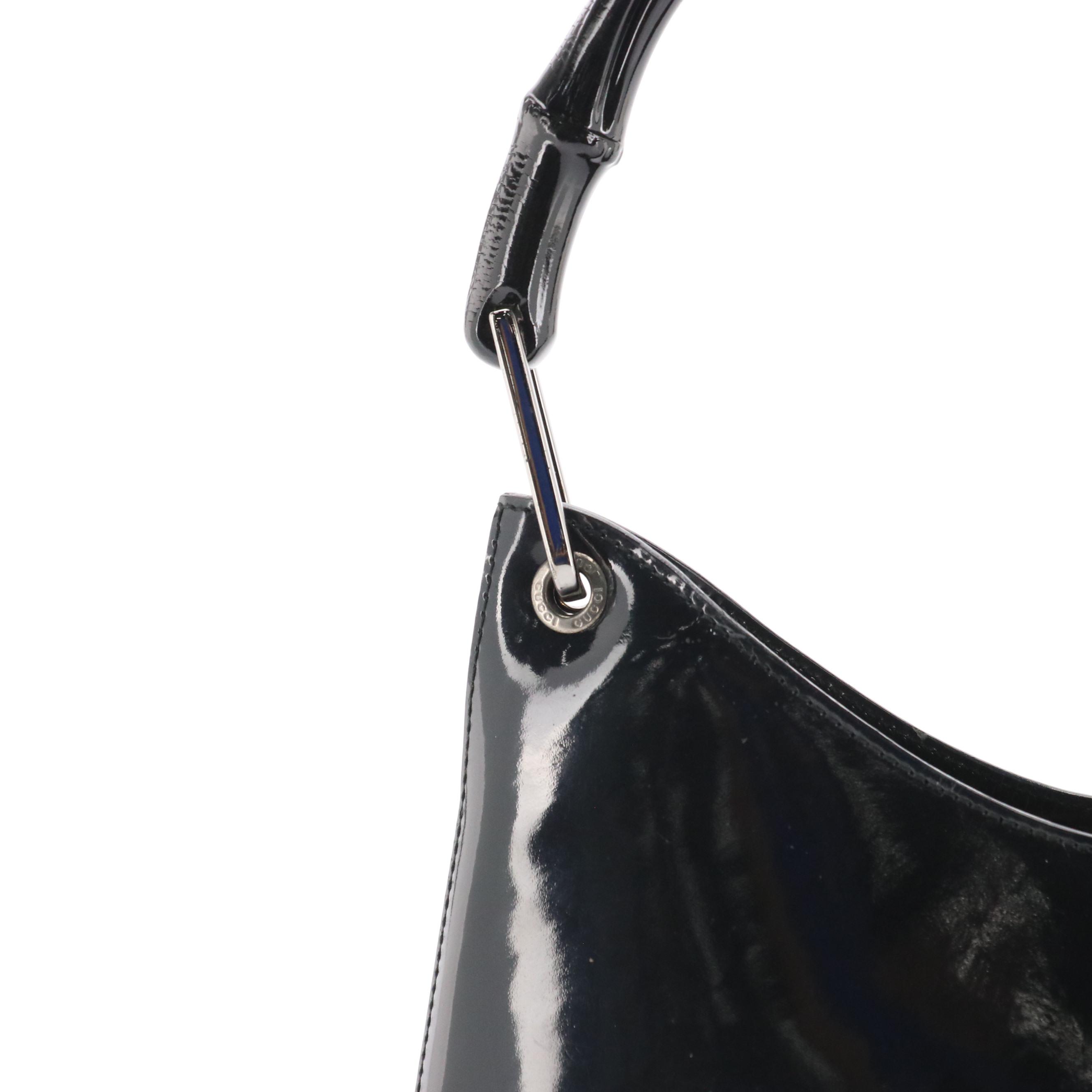 Gucci Bamboo Black Patent Leather Handbag