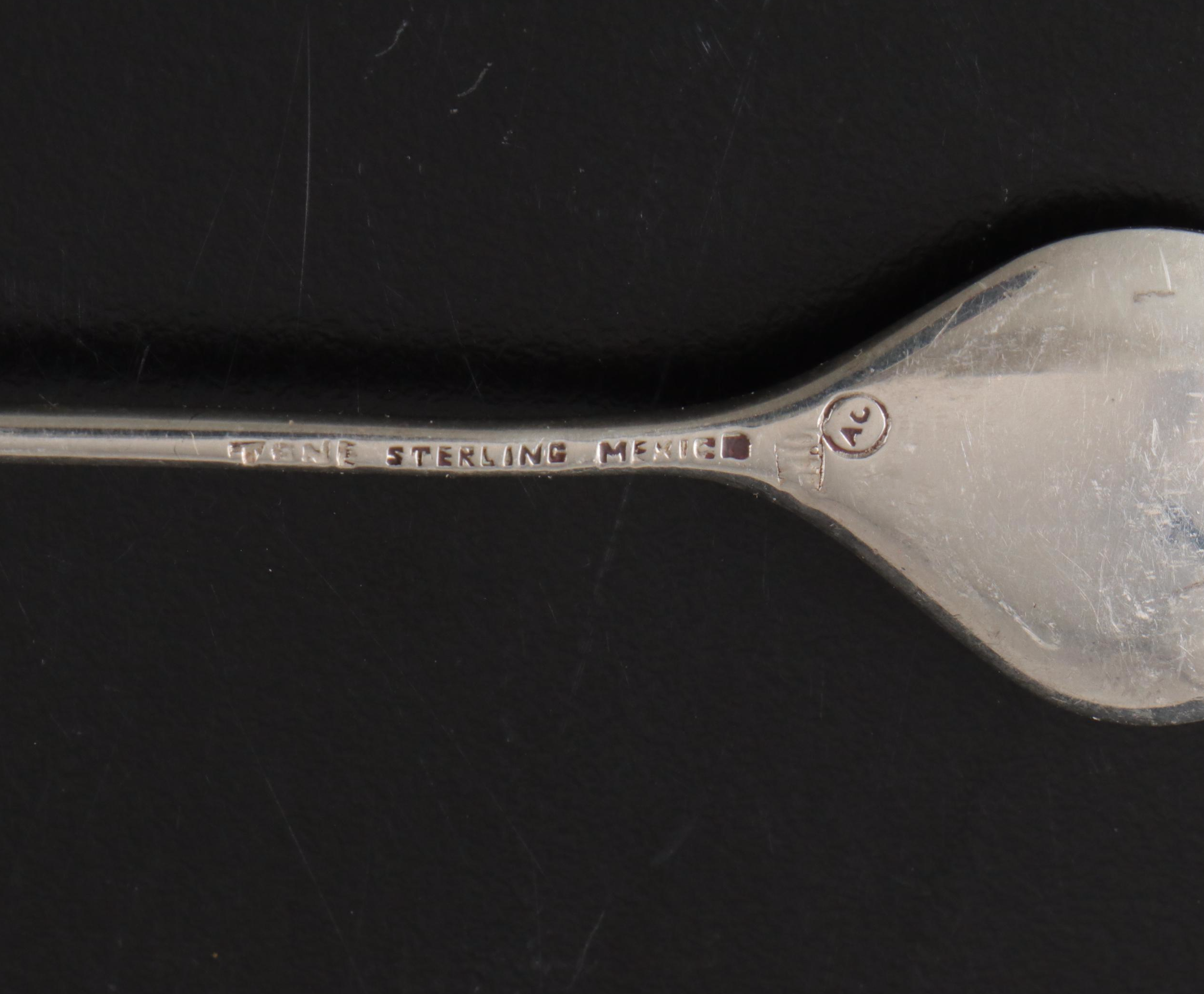 Mexican Sterling Cocktail Stirrer Spoon with Other Sterling Serving Spoons