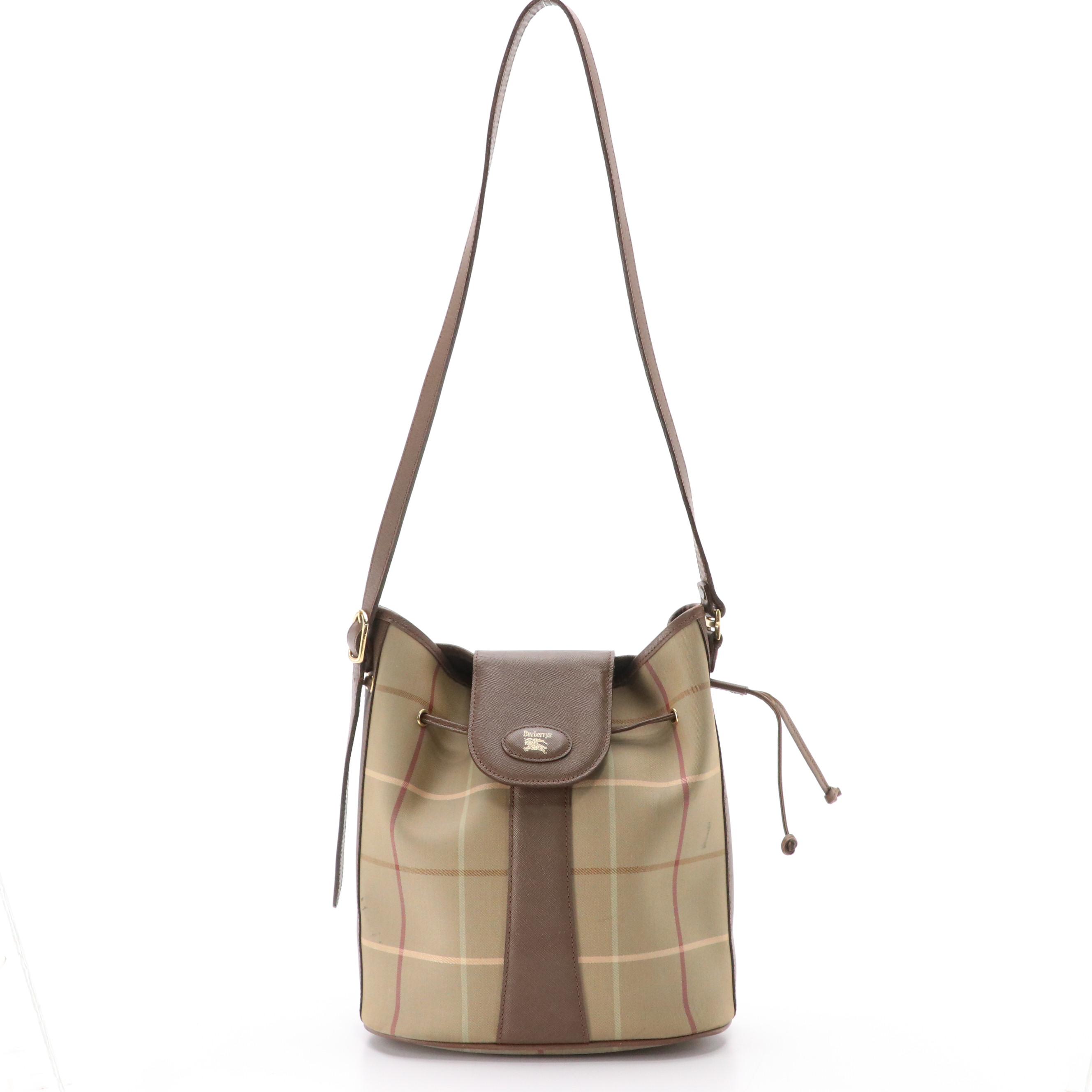 Burberry Vintage Plaid and Saffiano Leather Shoulder Bag