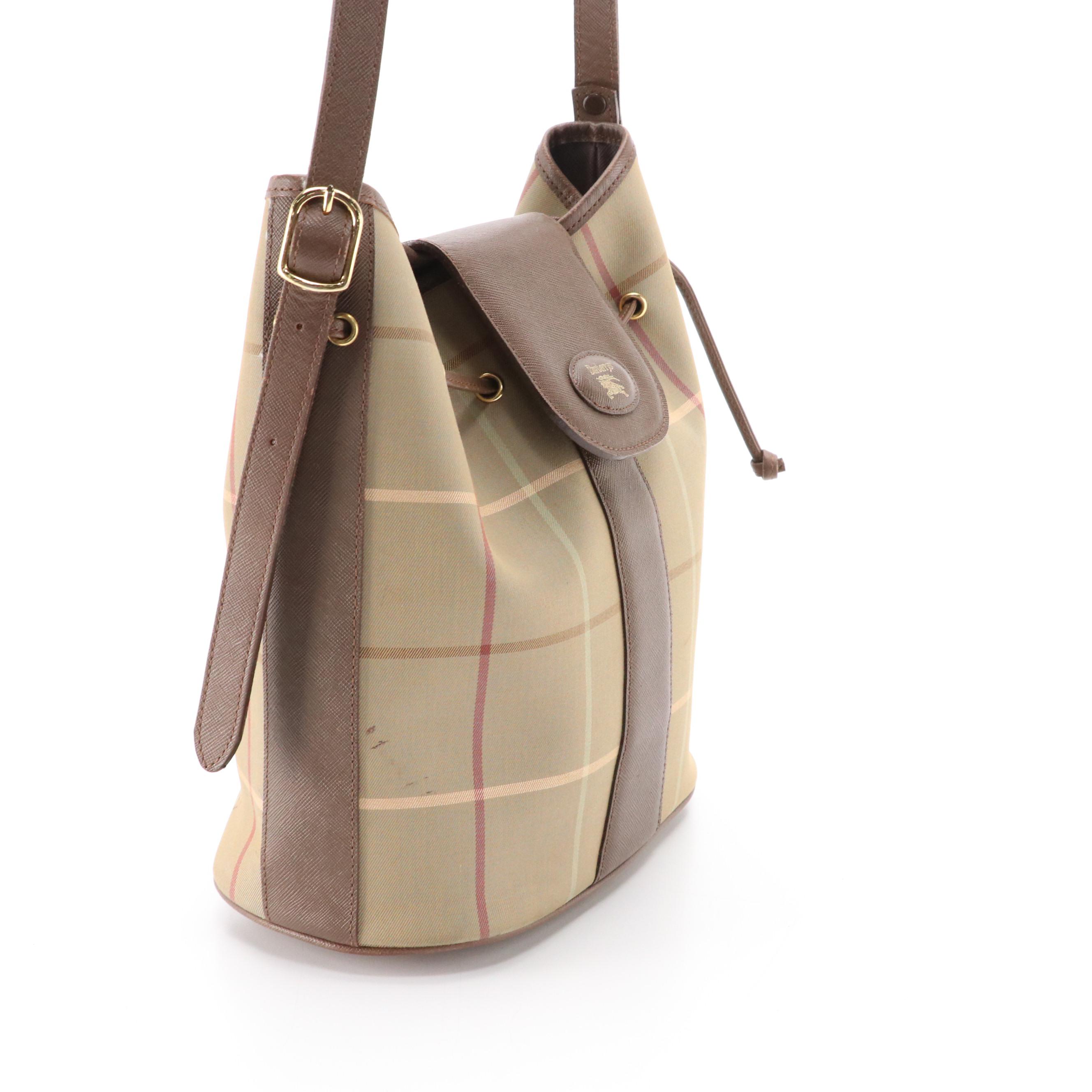 Burberry Vintage Plaid and Saffiano Leather Shoulder Bag