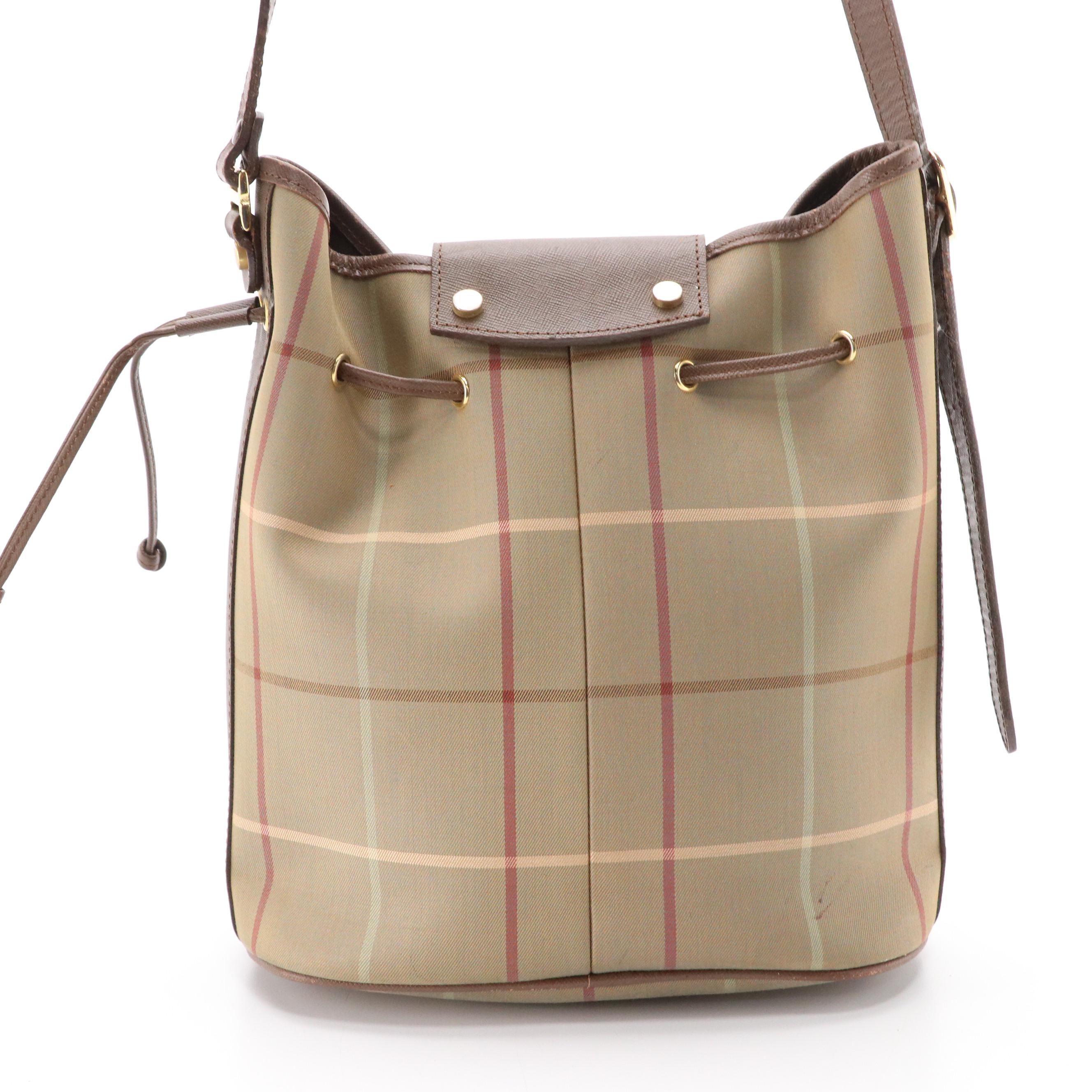 Burberry Vintage Plaid and Saffiano Leather Shoulder Bag