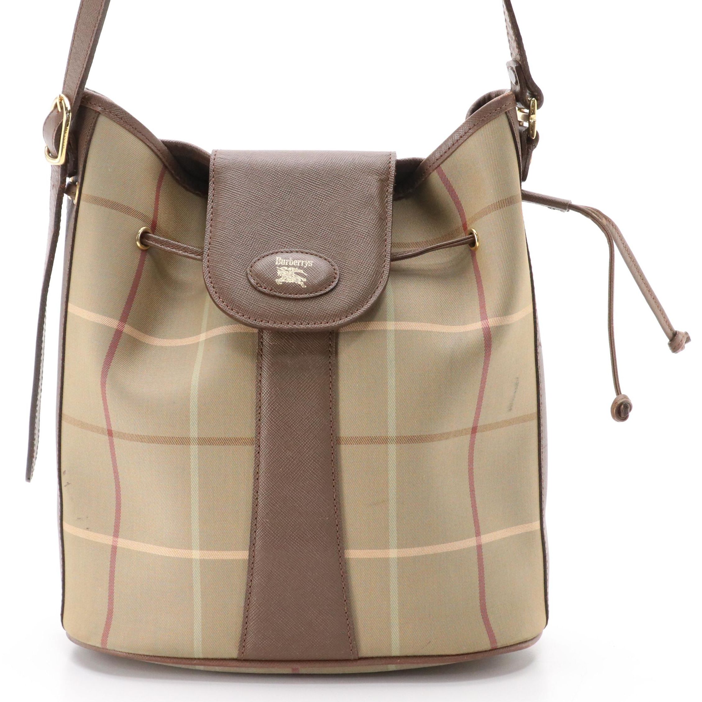 Burberry Vintage Plaid and Saffiano Leather Shoulder Bag
