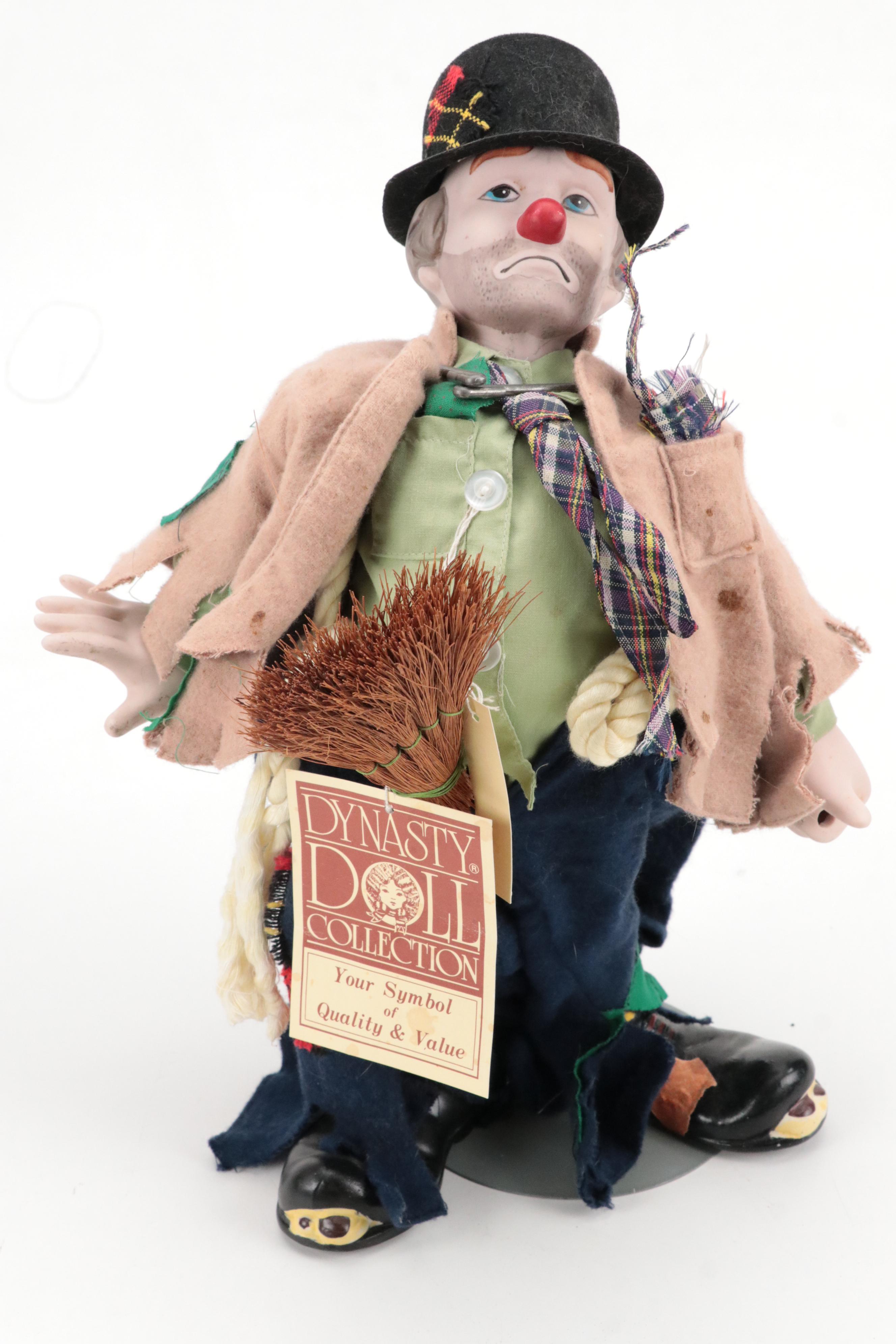 Flambro Emmett Kelly Jr. Clown Figurines with Dynasty "Clyde the Clown" Doll