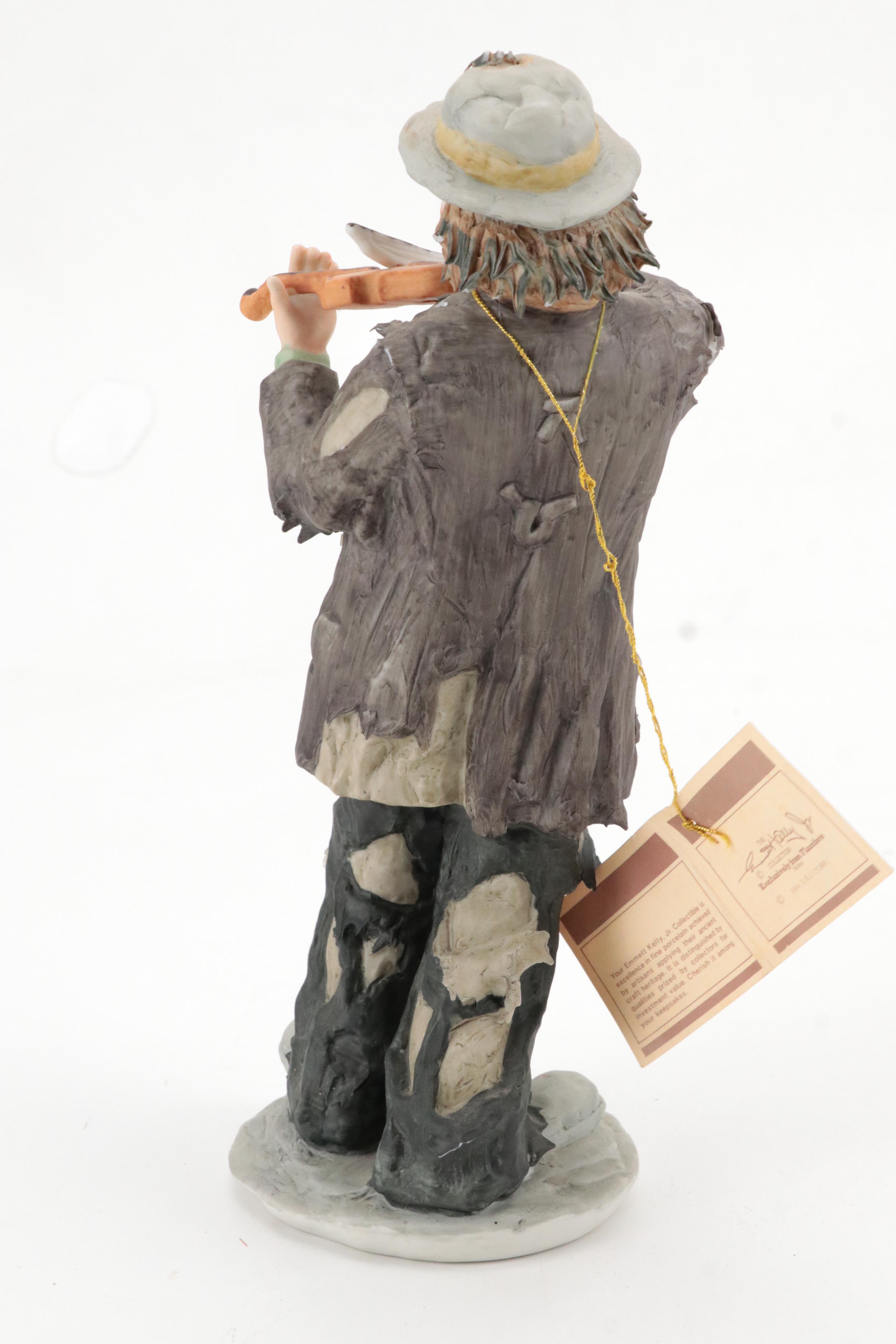 Flambro Emmett Kelly Jr. Clown Figurines with Dynasty "Clyde the Clown" Doll