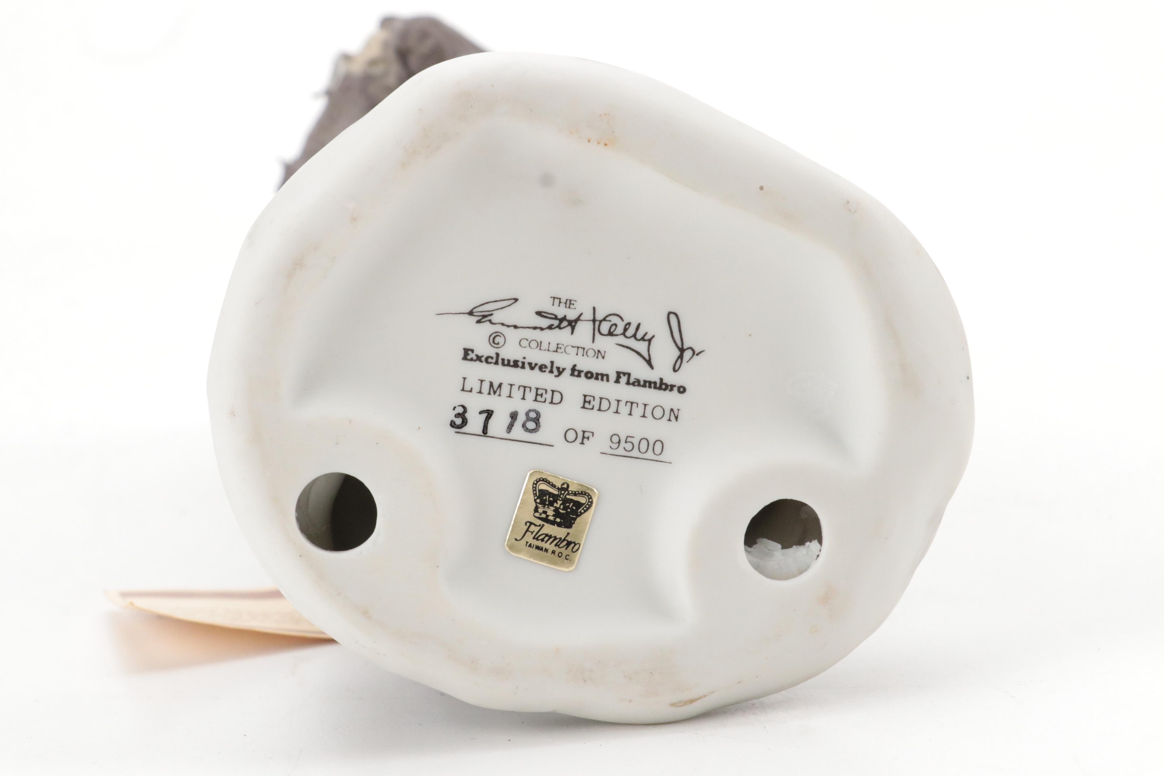 Flambro Emmett Kelly Jr. Clown Figurines with Dynasty "Clyde the Clown" Doll