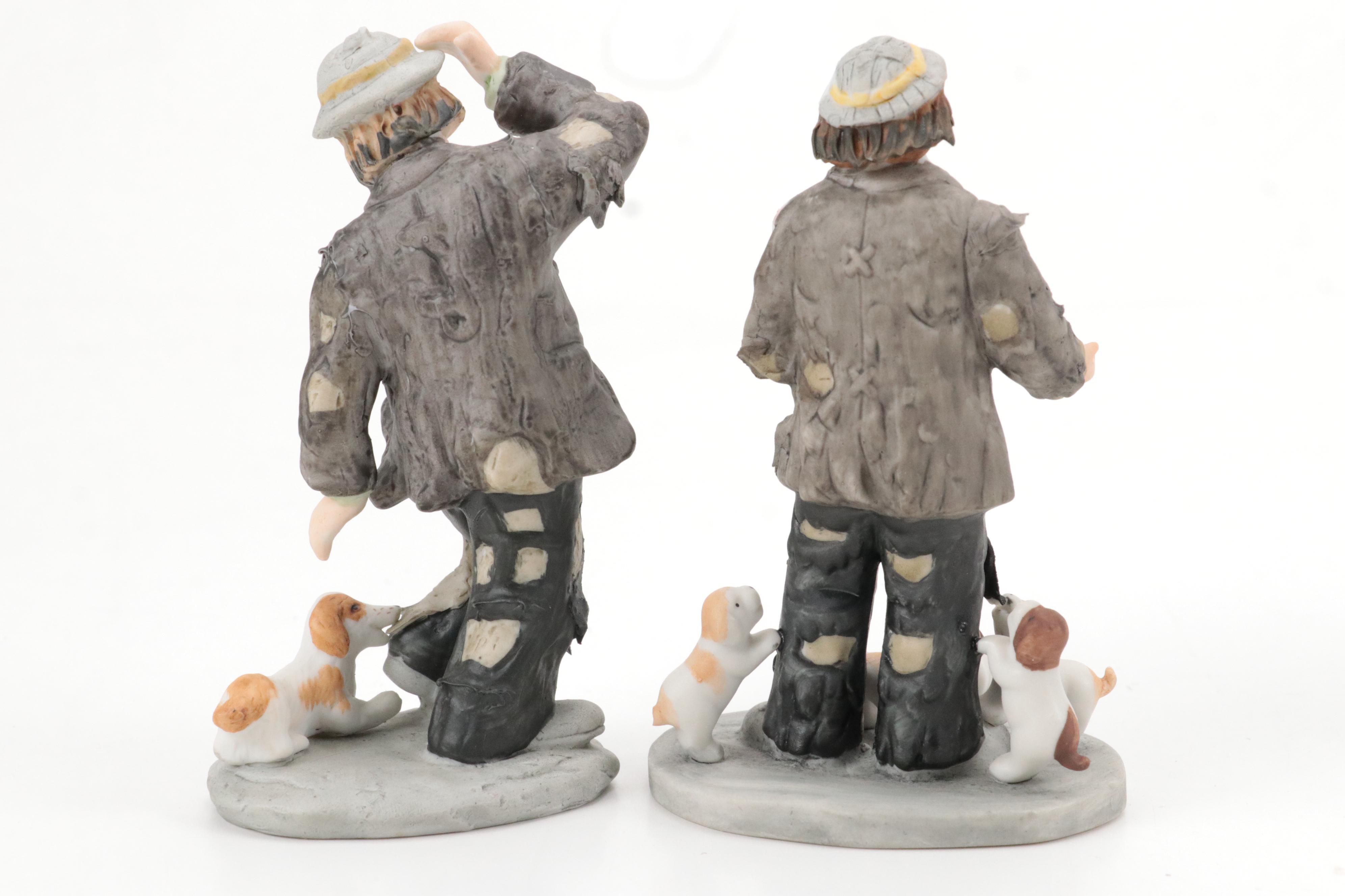 Flambro Emmett Kelly Jr. Clown Figurines with Dynasty "Clyde the Clown" Doll