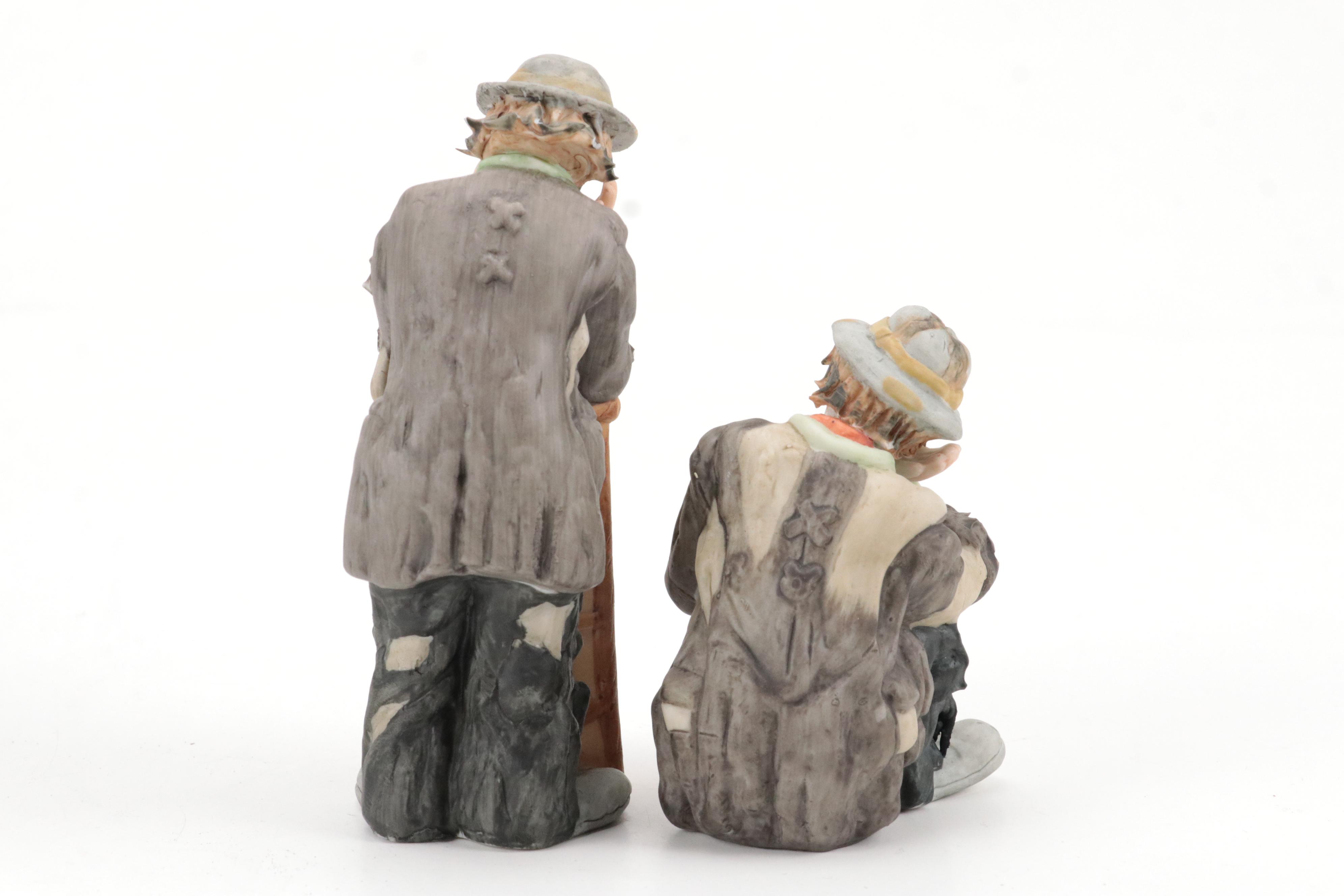 Flambro Emmett Kelly Jr. Clown Figurines with Dynasty "Clyde the Clown" Doll