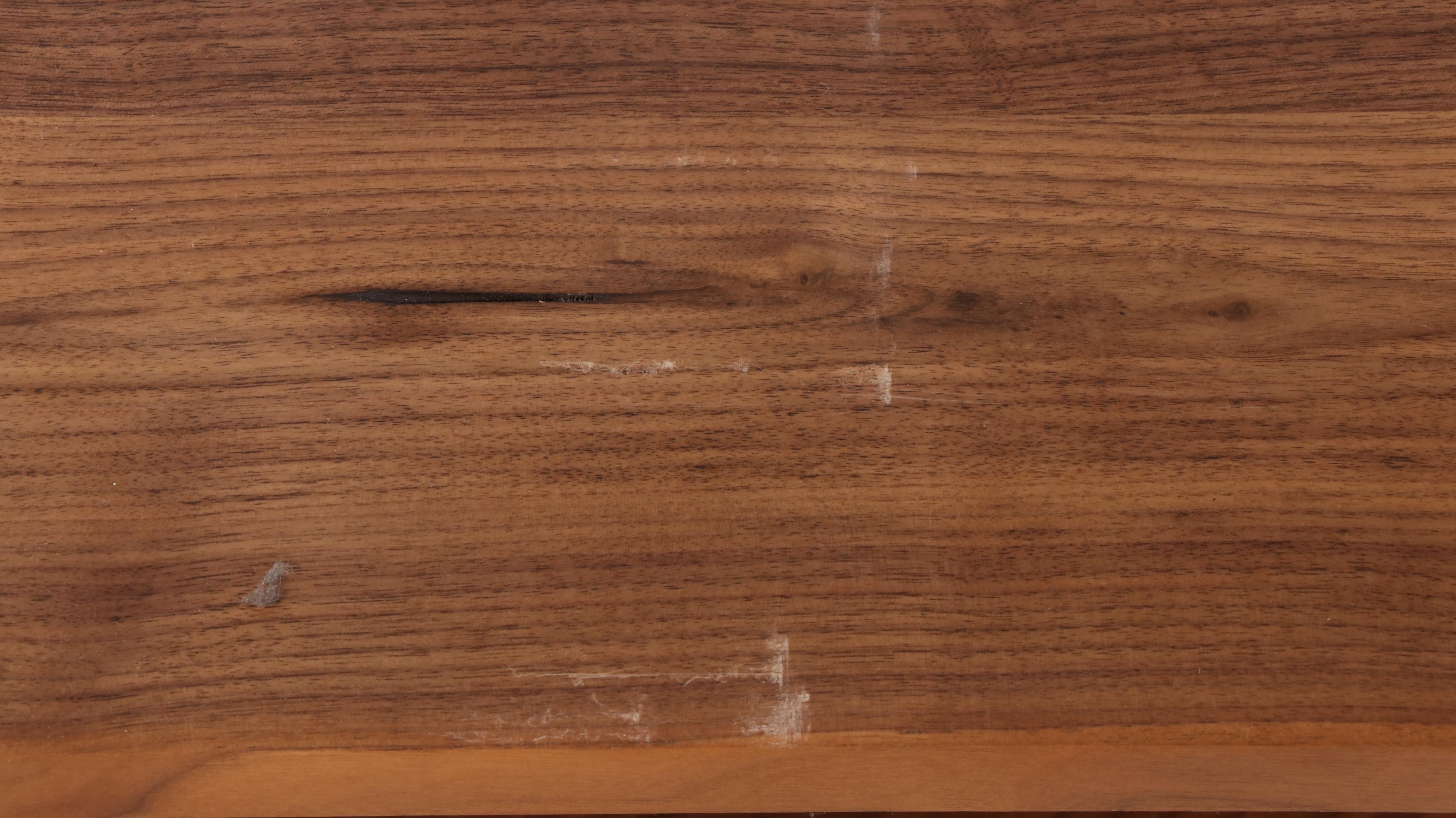 Crate & Barrel "Austin" Walnut and Matte Black Steel Three-Tier Media Console