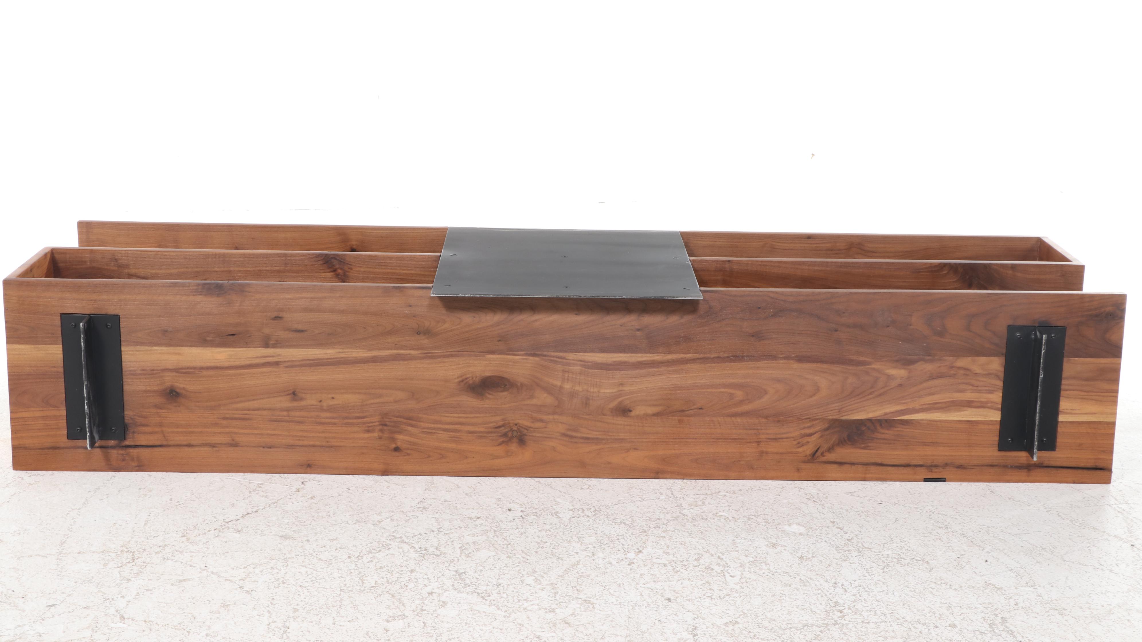 Crate & Barrel "Austin" Walnut and Matte Black Steel Three-Tier Media Console