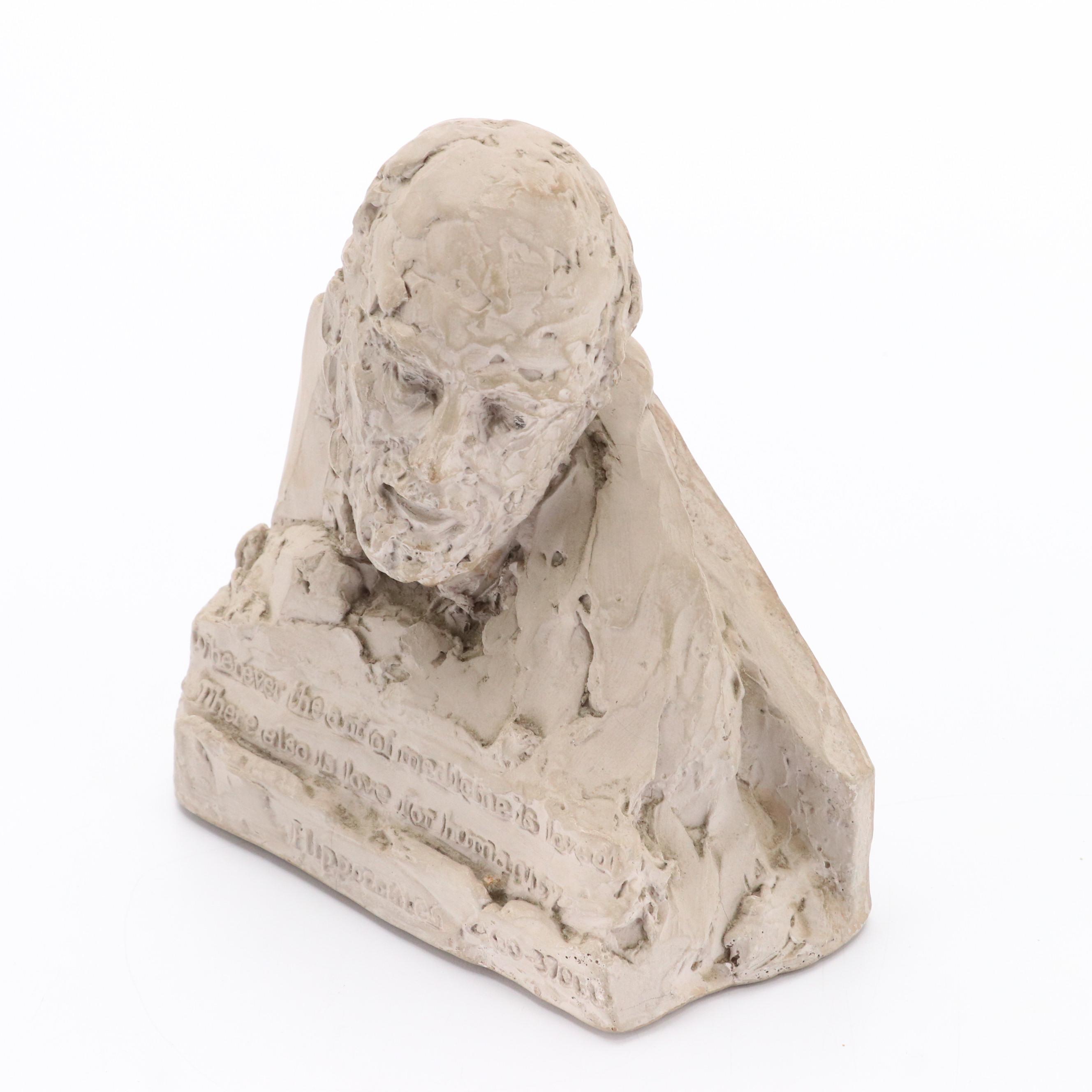 Doris Appel Plaster Bust Sculpture of Hippocrates