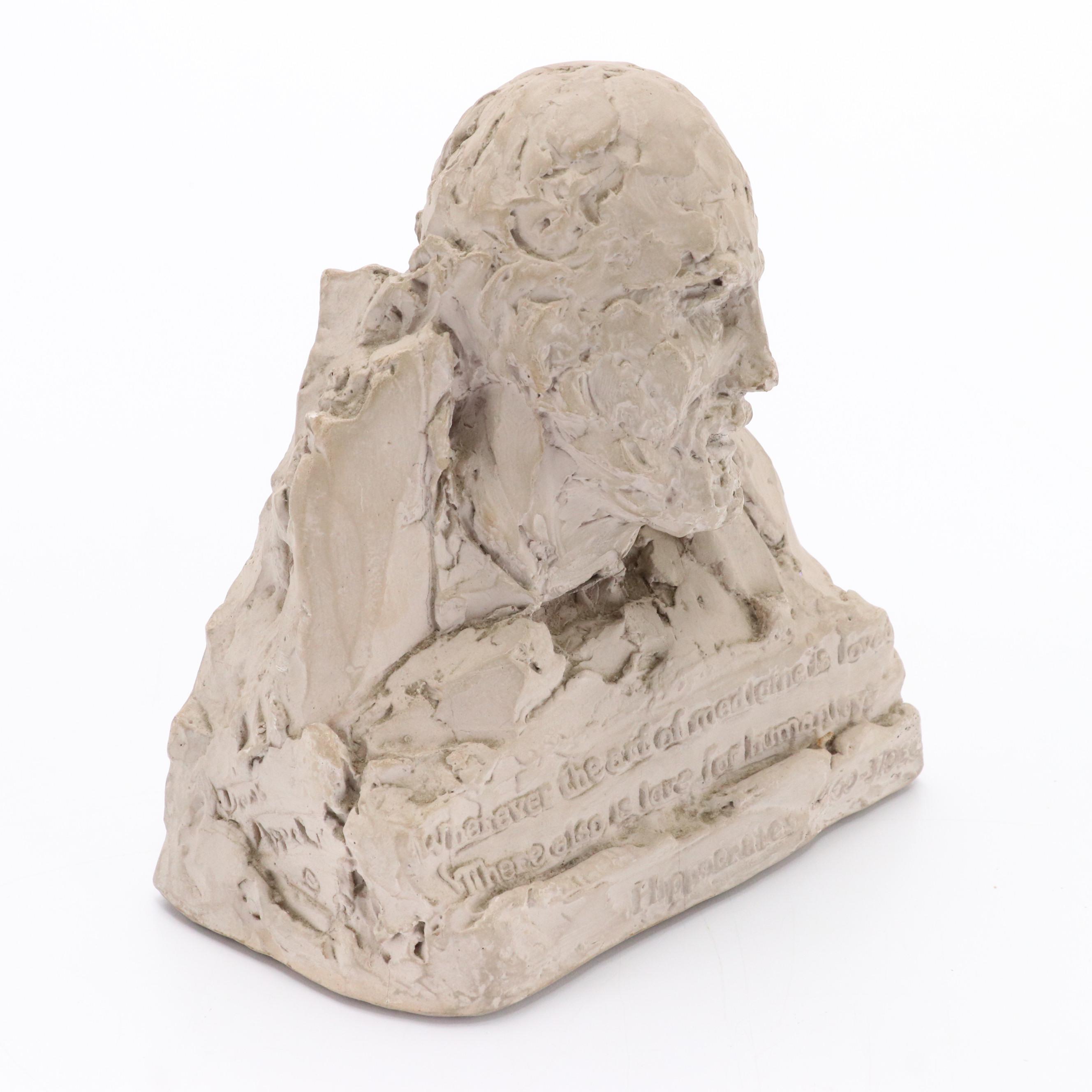 Doris Appel Plaster Bust Sculpture of Hippocrates