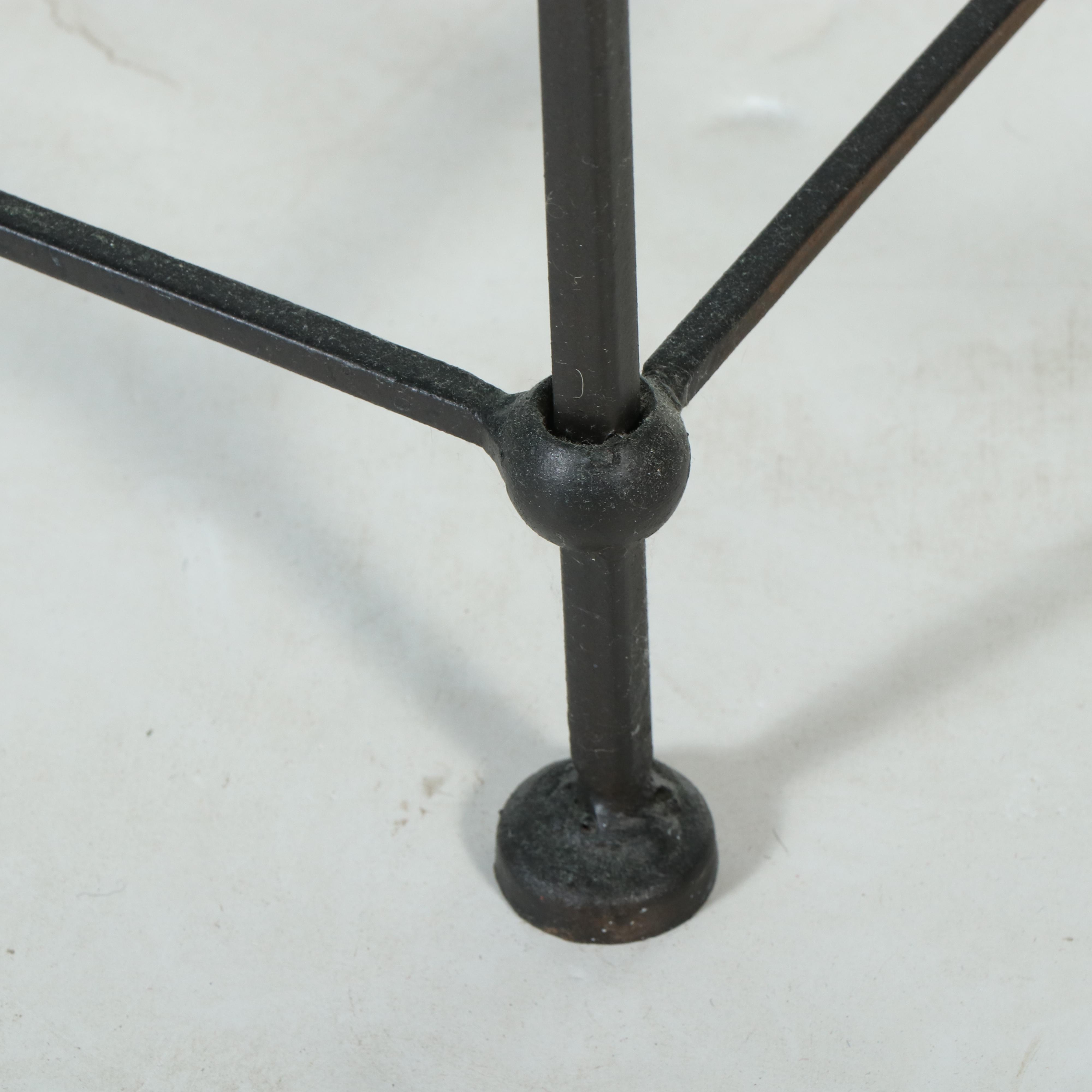 Patinated and Cast Metal Plant Stand with Magazine Rack