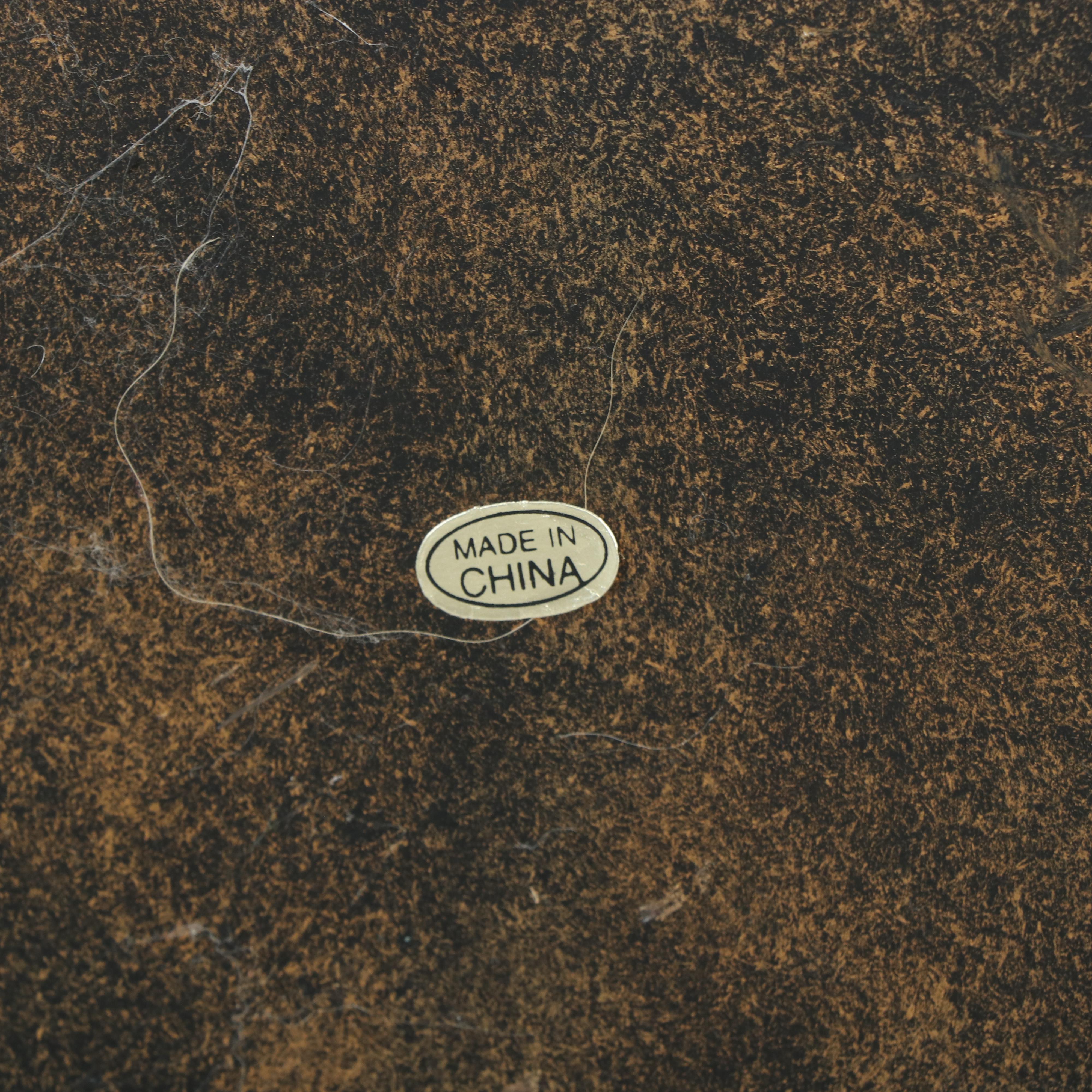 Patinated and Cast Metal Plant Stand with Magazine Rack