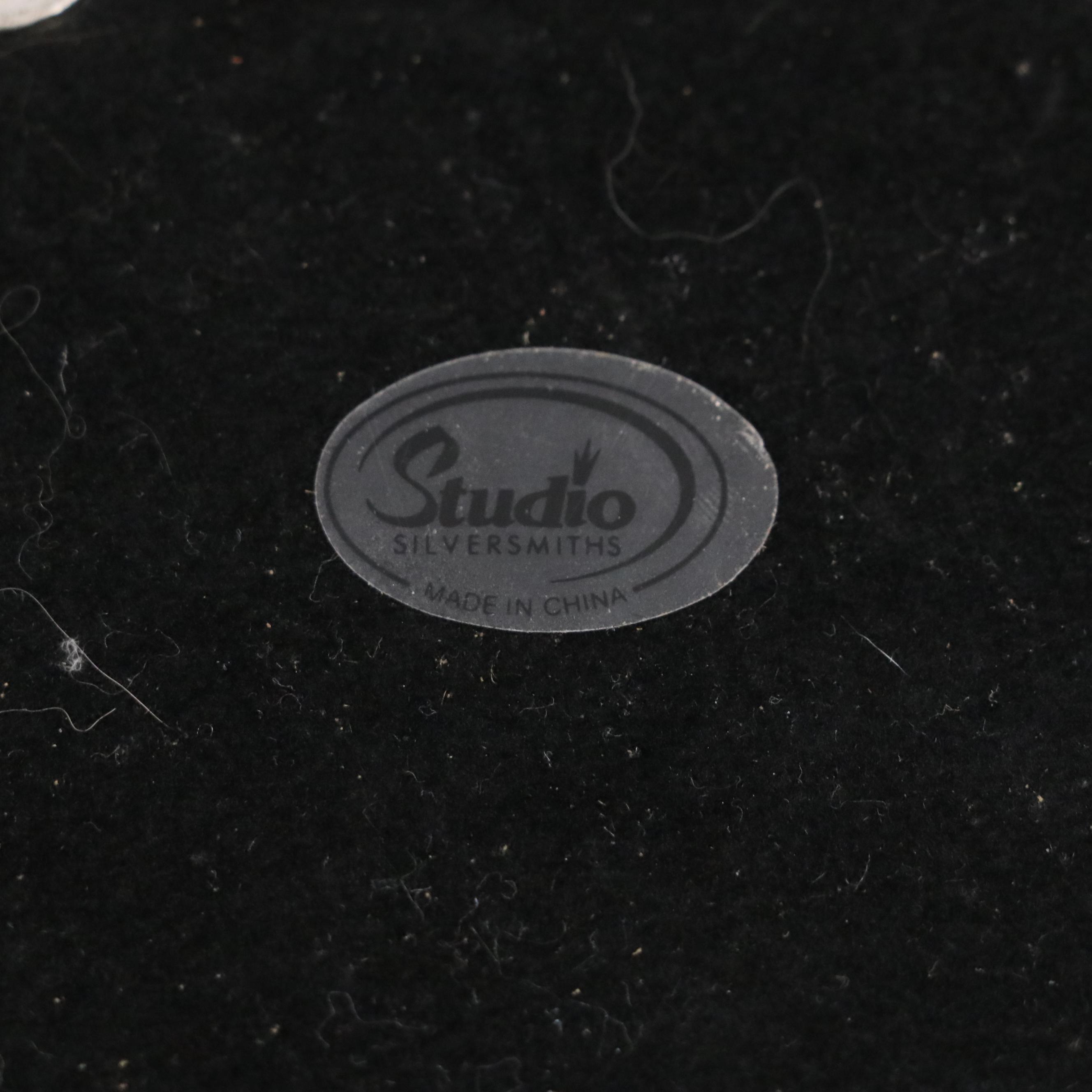 Studio Silversmiths Embossed Silver Plate Candlestick Pair