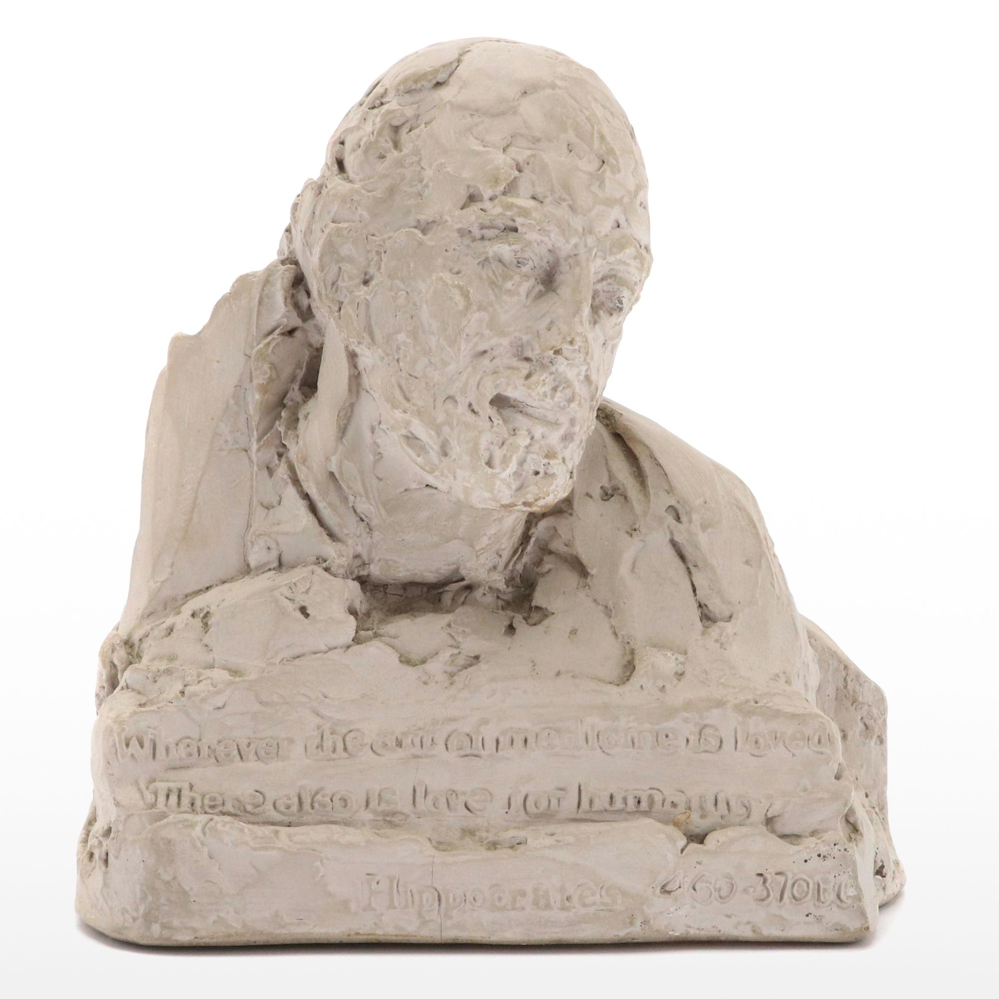 Doris Appel Plaster Bust Sculpture of Hippocrates