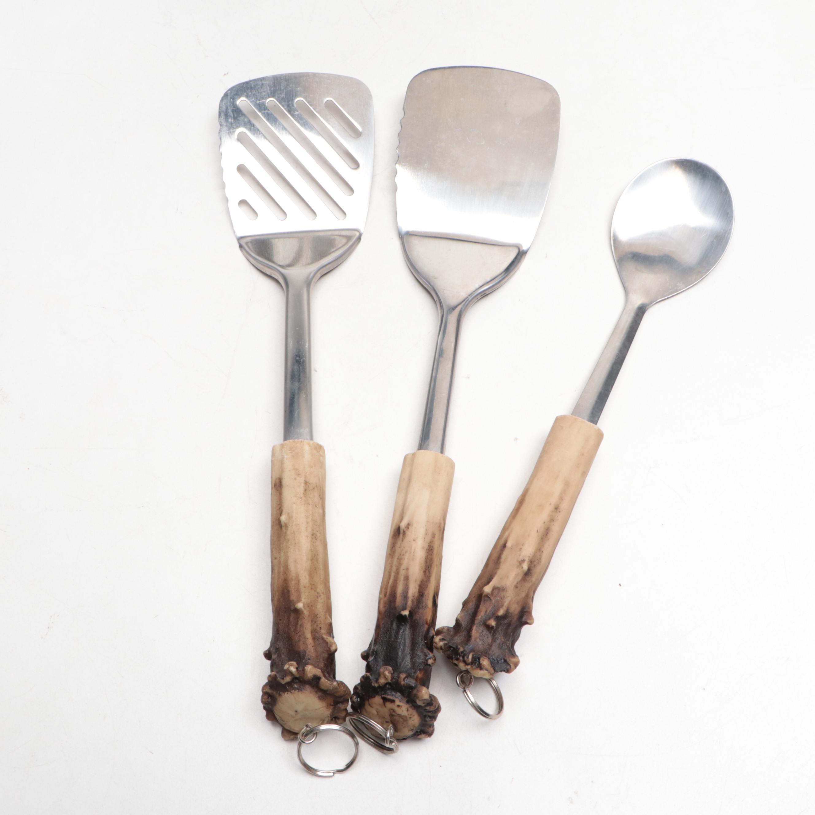 Western Style Serving Tray with Faux Antler Utensil and Bowl