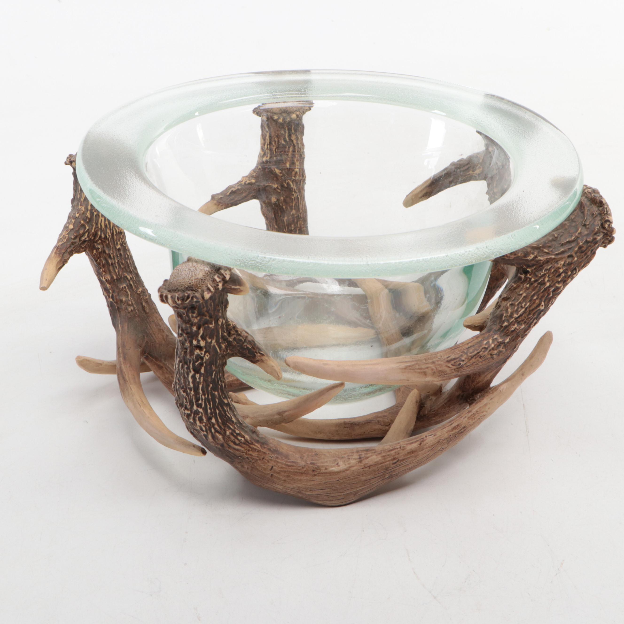 Western Style Serving Tray with Faux Antler Utensil and Bowl