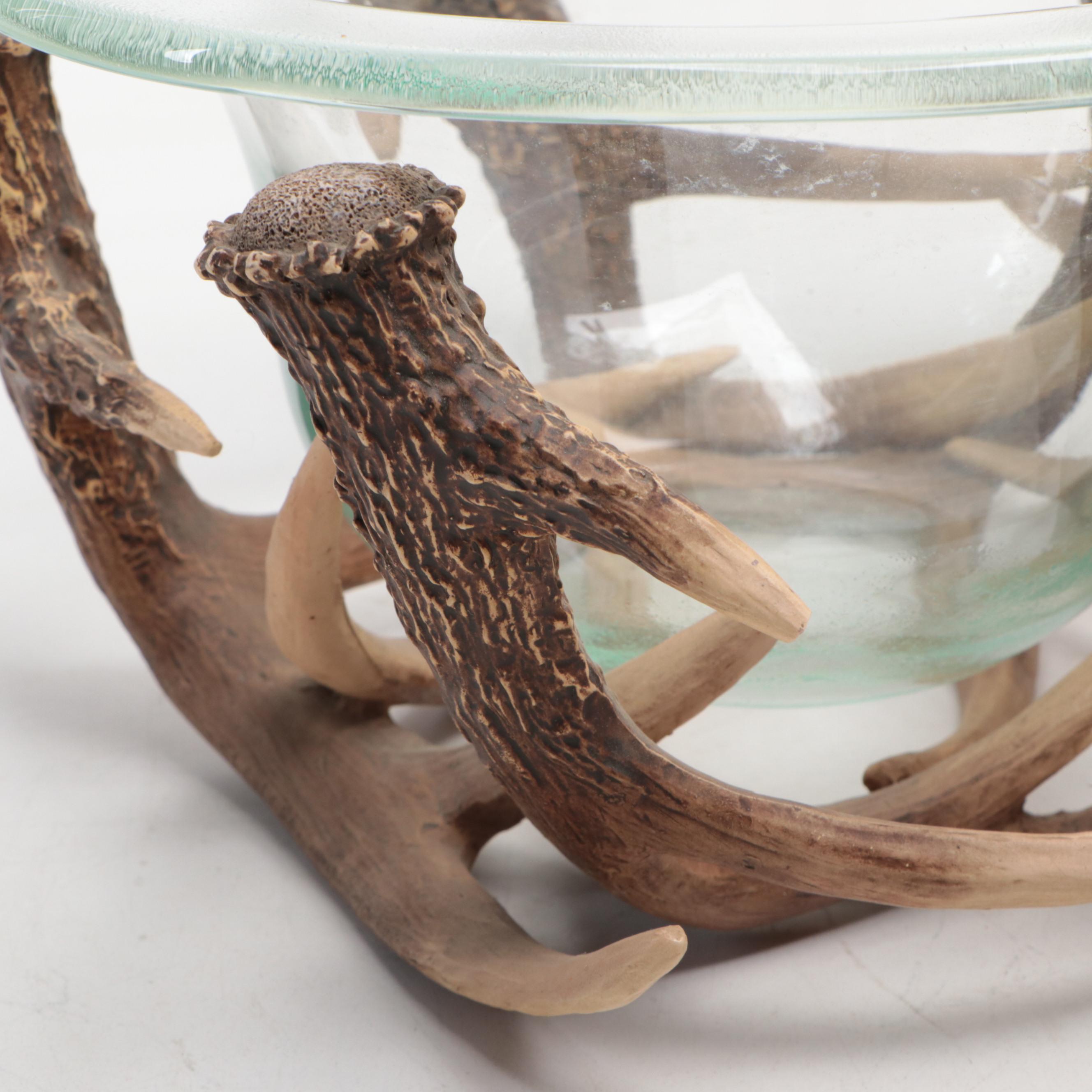 Western Style Serving Tray with Faux Antler Utensil and Bowl