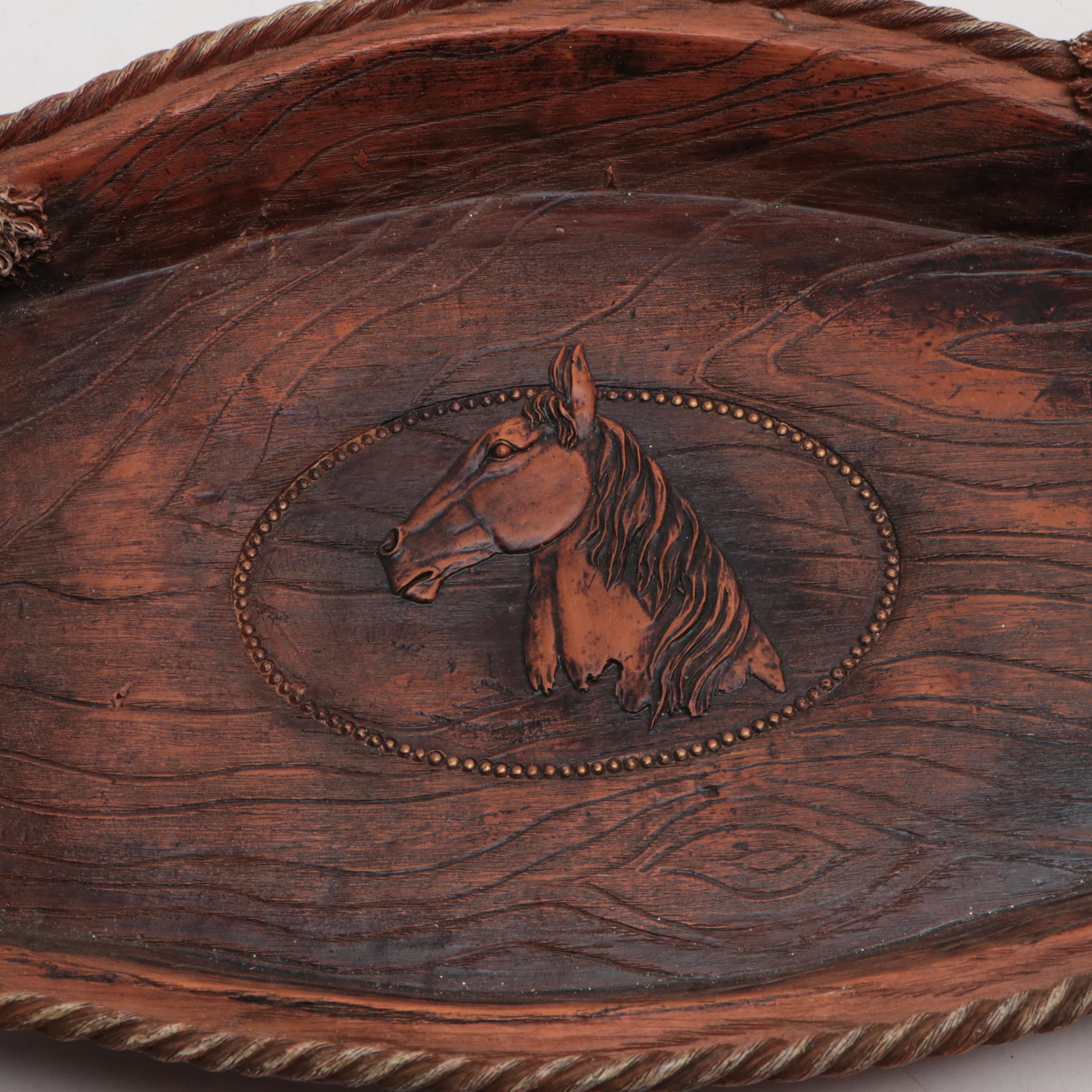 Western Style Serving Tray with Faux Antler Utensil and Bowl