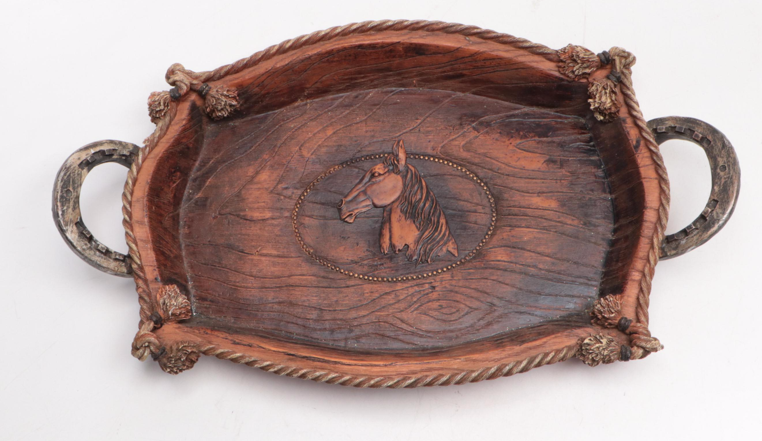Western Style Serving Tray with Faux Antler Utensil and Bowl