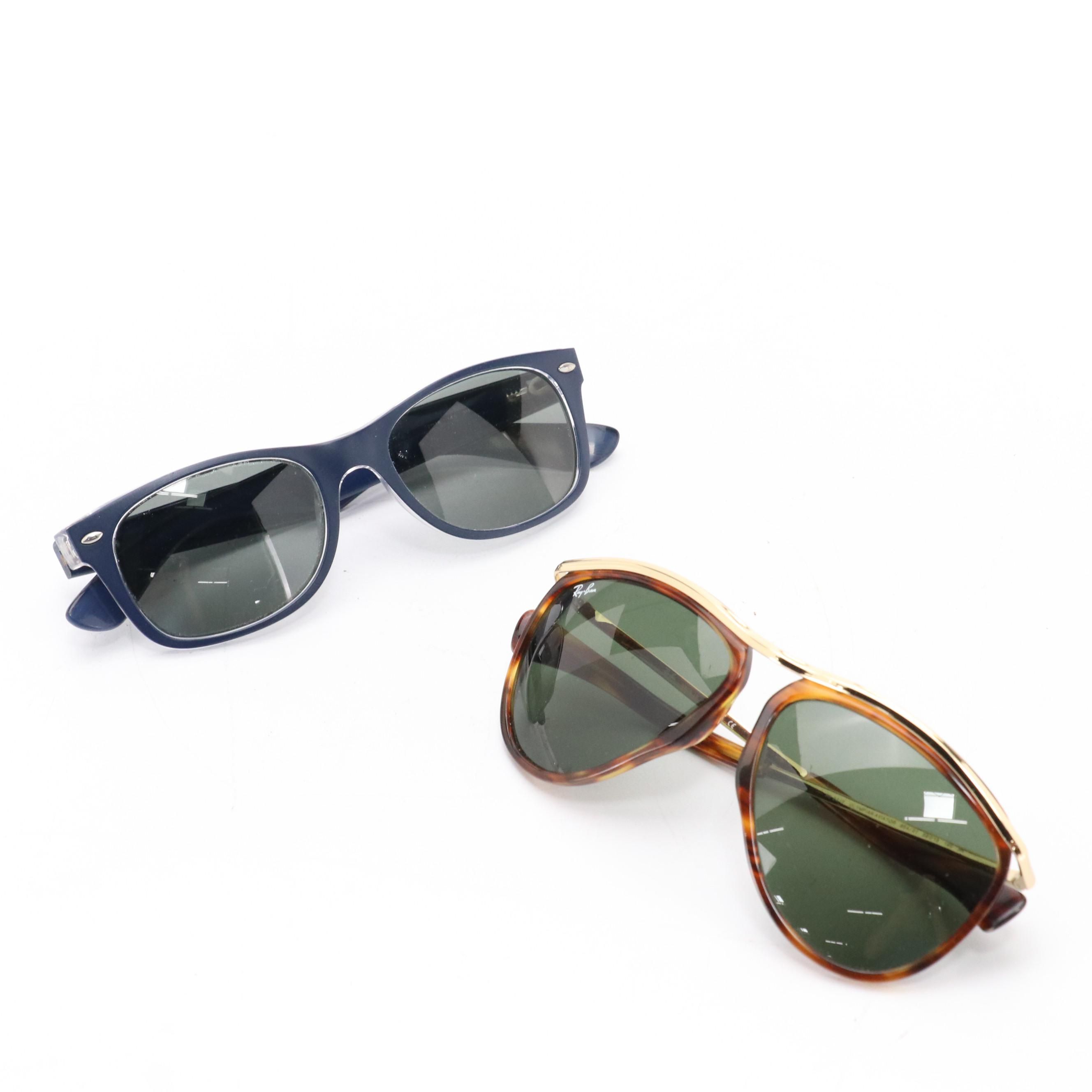 Ray-Ban Olympian Aviator and Blue Wayfarer Sunglasses with Cases