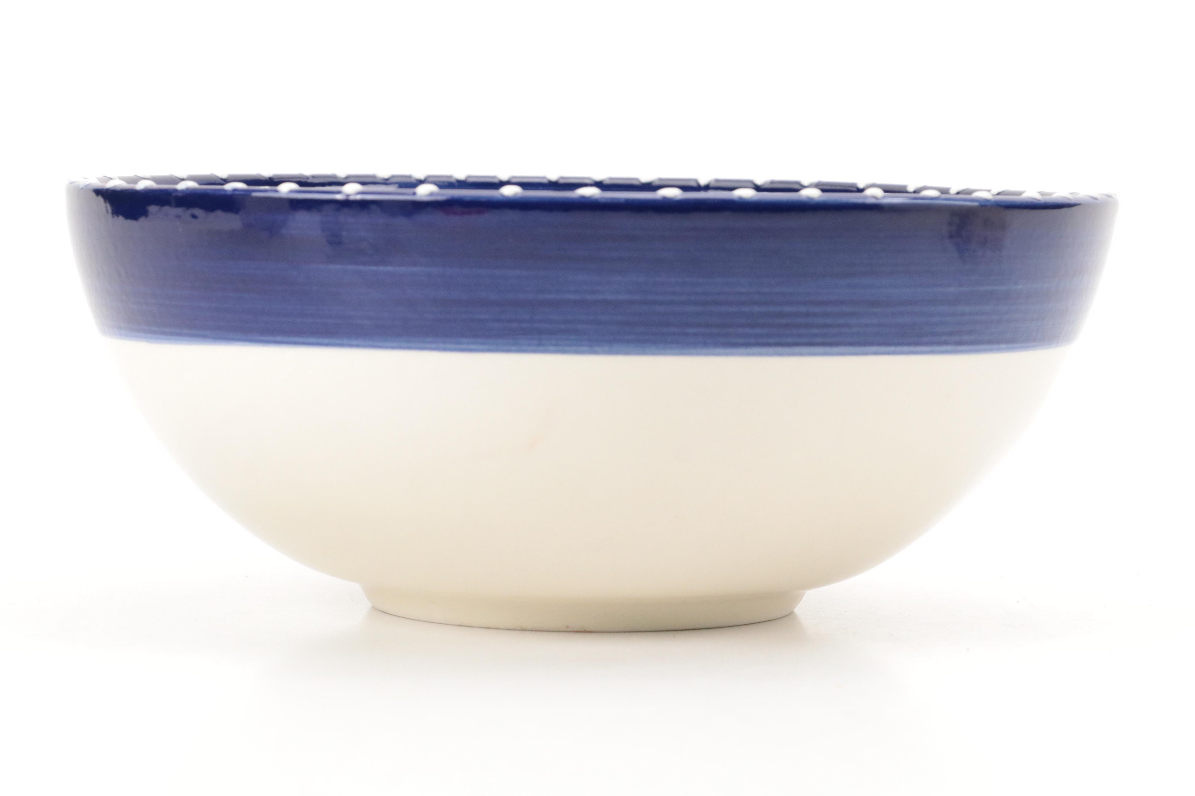 Del Rio Salado Moriage Ceramic Salad Bowl with Ceramic Scottie Dog Planter