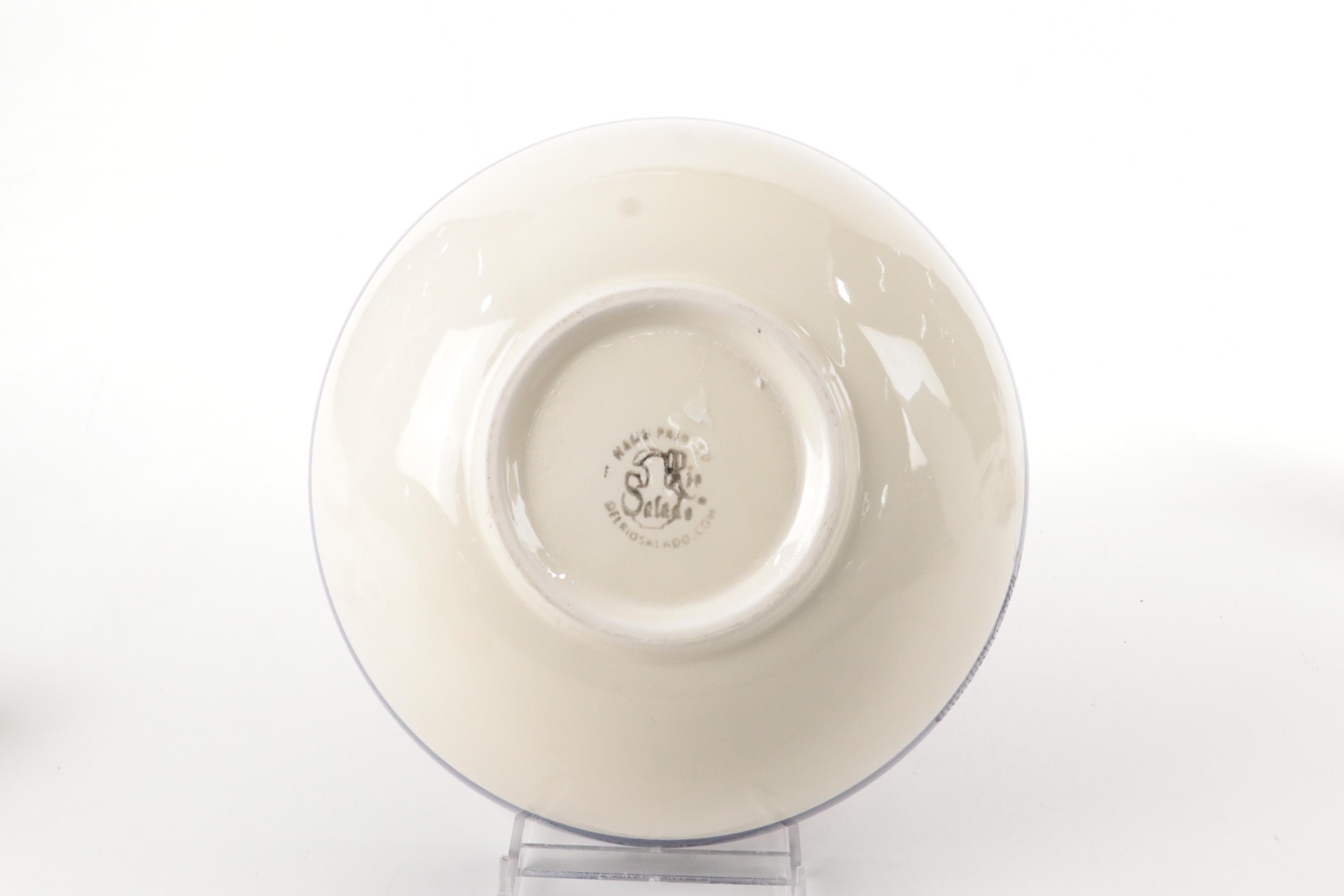 Del Rio Salado Moriage Ceramic Salad Bowl with Ceramic Scottie Dog Planter