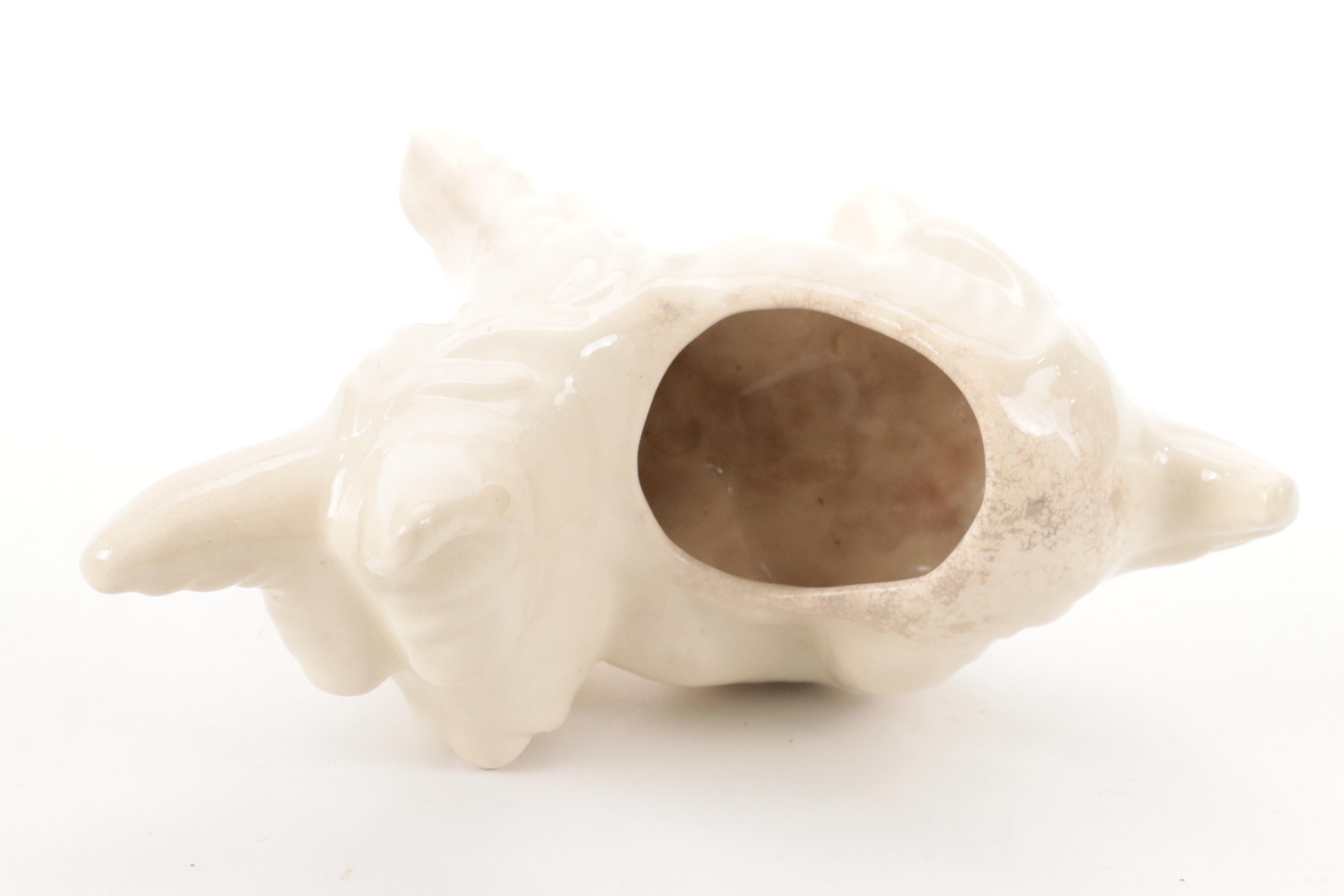 Del Rio Salado Moriage Ceramic Salad Bowl with Ceramic Scottie Dog Planter