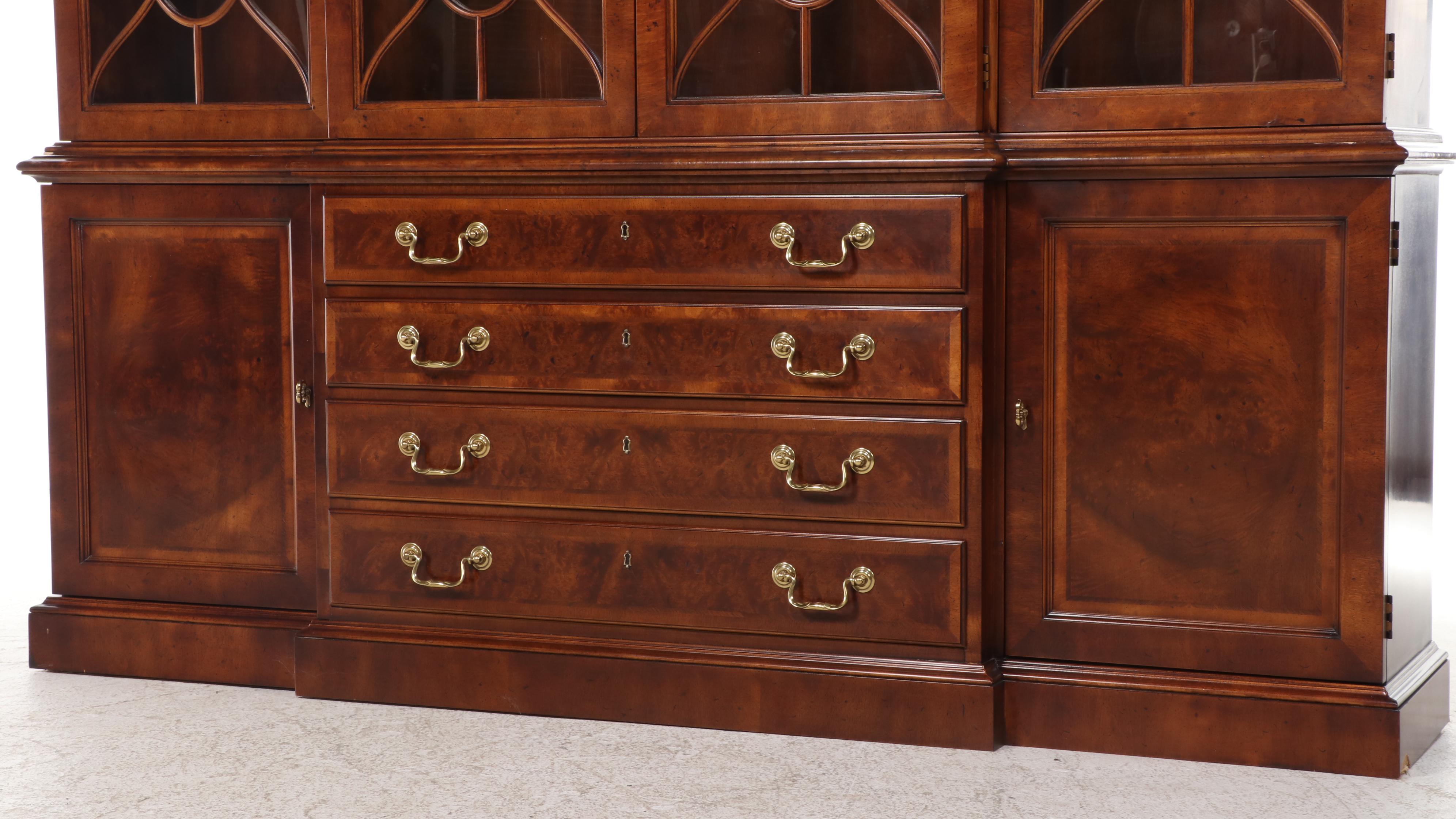 Henredon "Aston Court" Burl Wood and Mahogany Breakfront China Cabinet