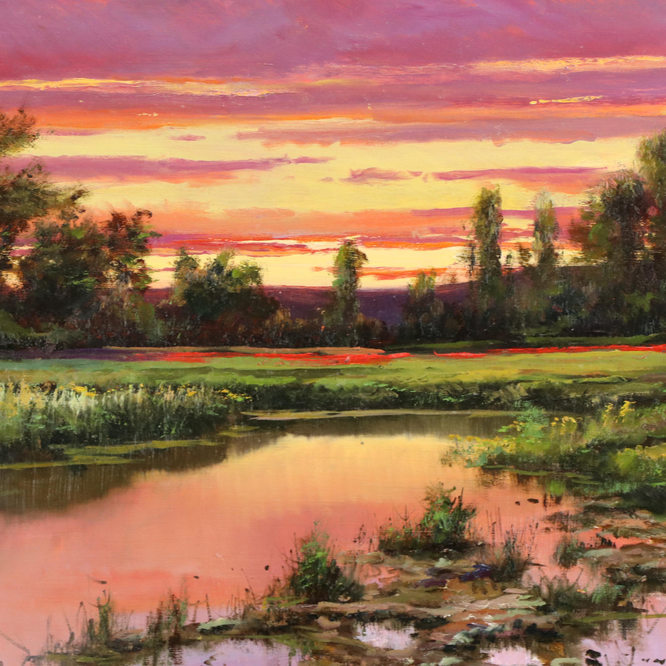 Joan Colomer Pond Landscape Oil Painting