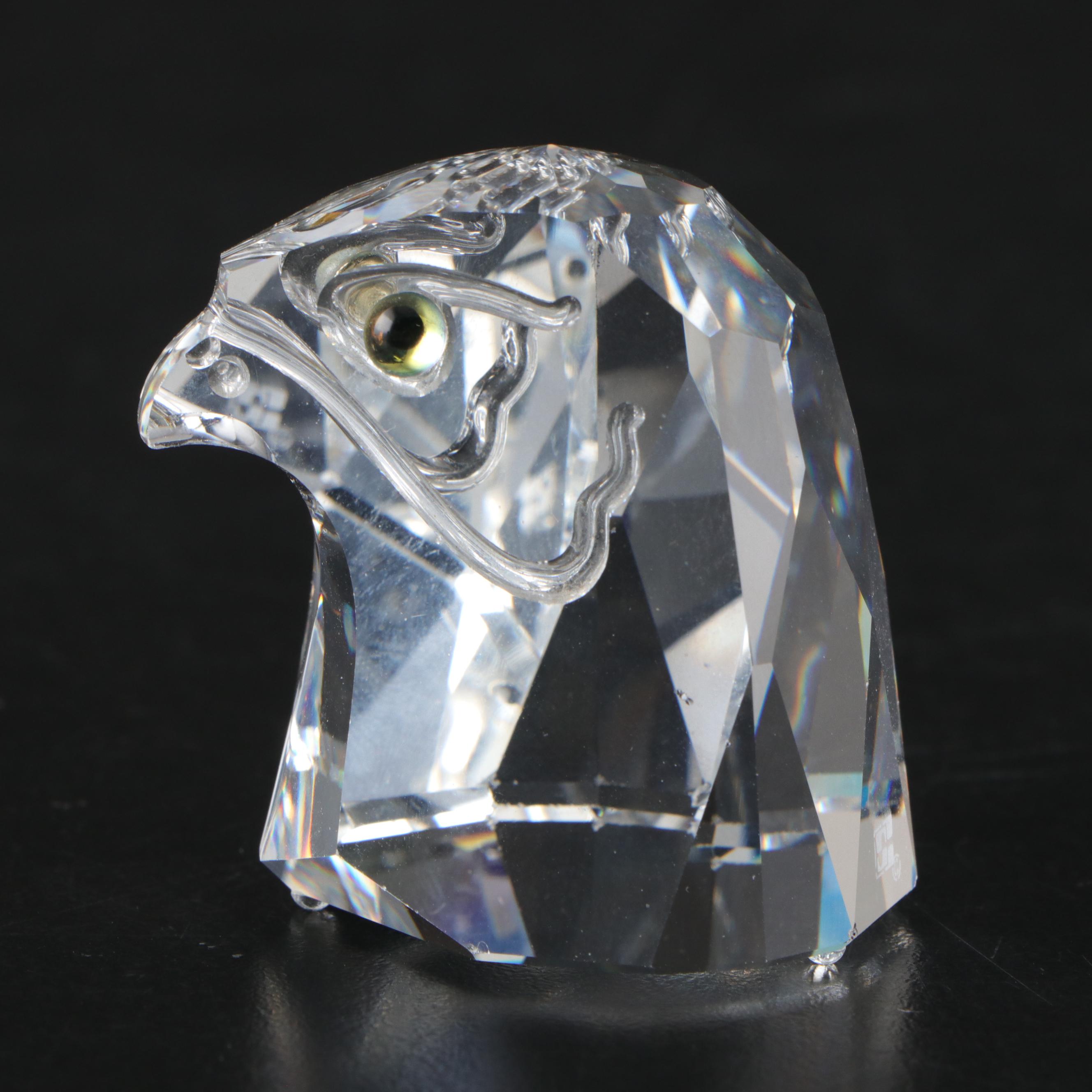 Swarovski Crystal Eagle Head Paperweight and Swan Figurine with More