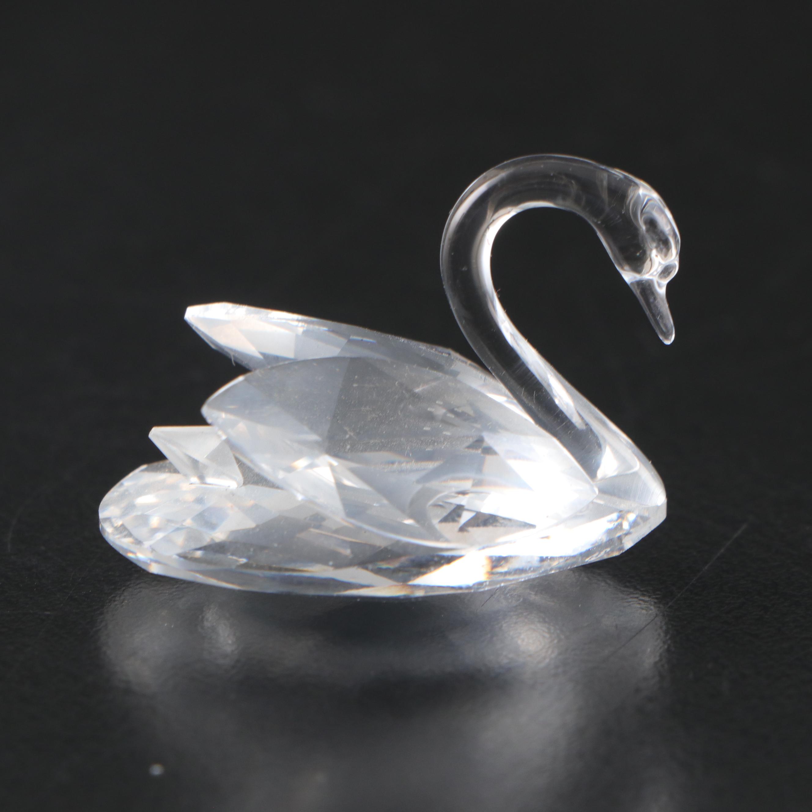 Swarovski Crystal Eagle Head Paperweight and Swan Figurine with More