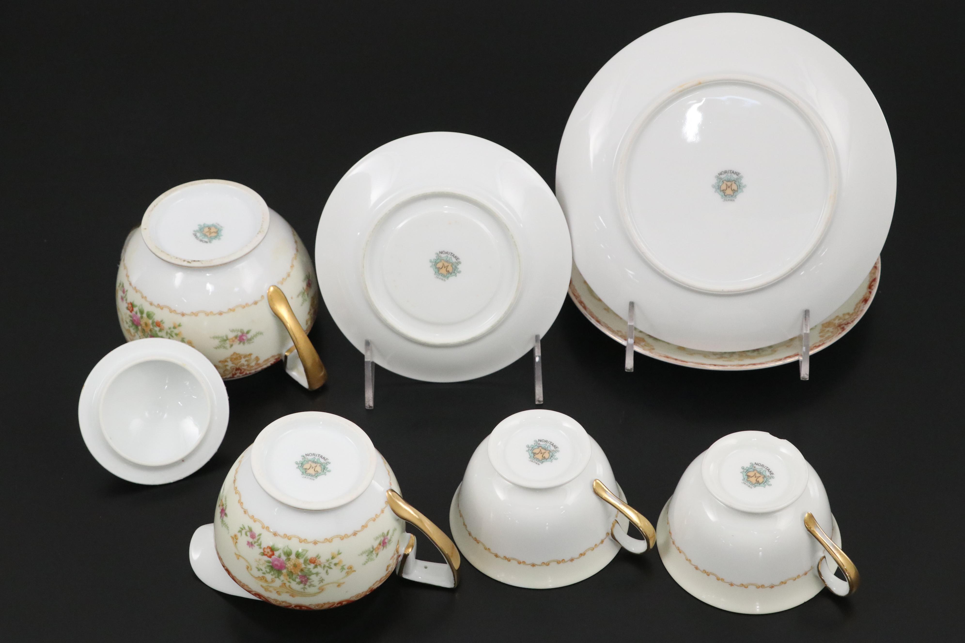 Morimura Bros Noritake Porcelain Plates, Tea Service and Lenox Vase, Vintage