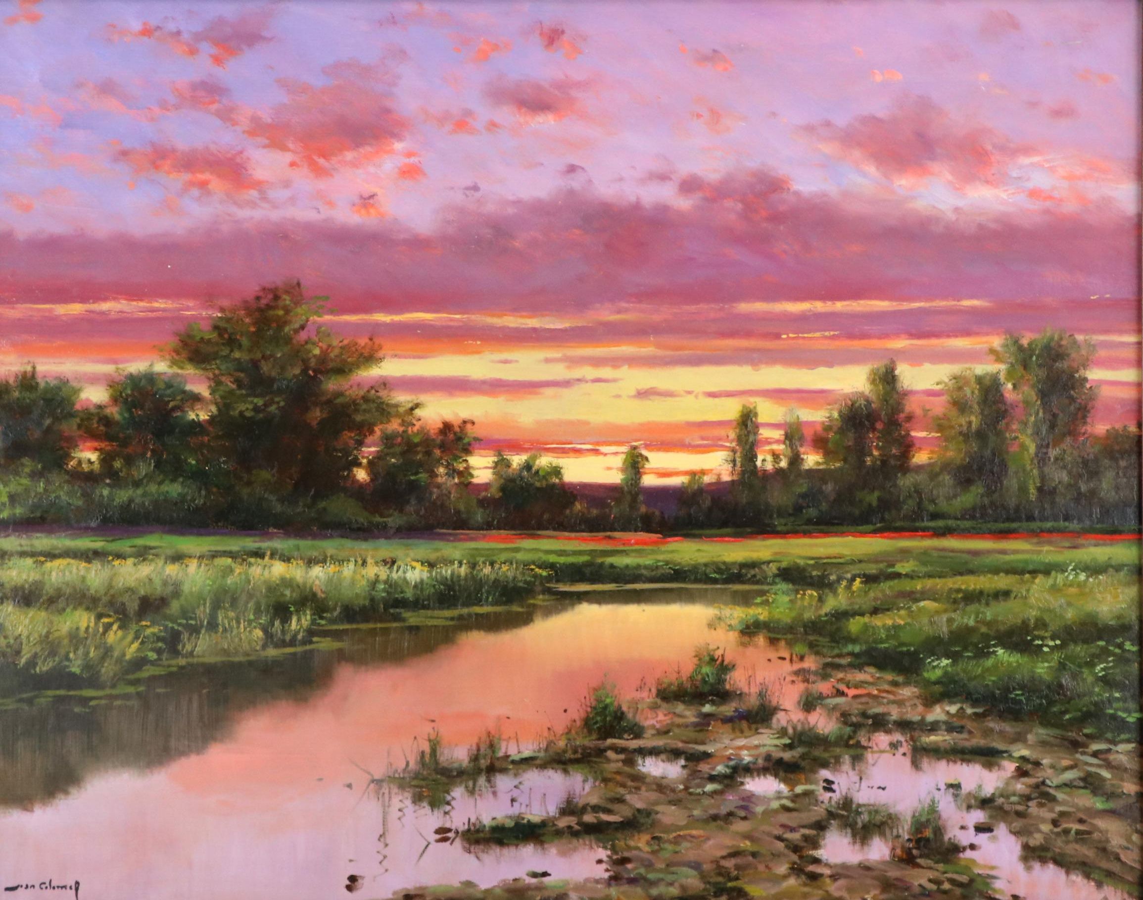 Joan Colomer Pond Landscape Oil Painting