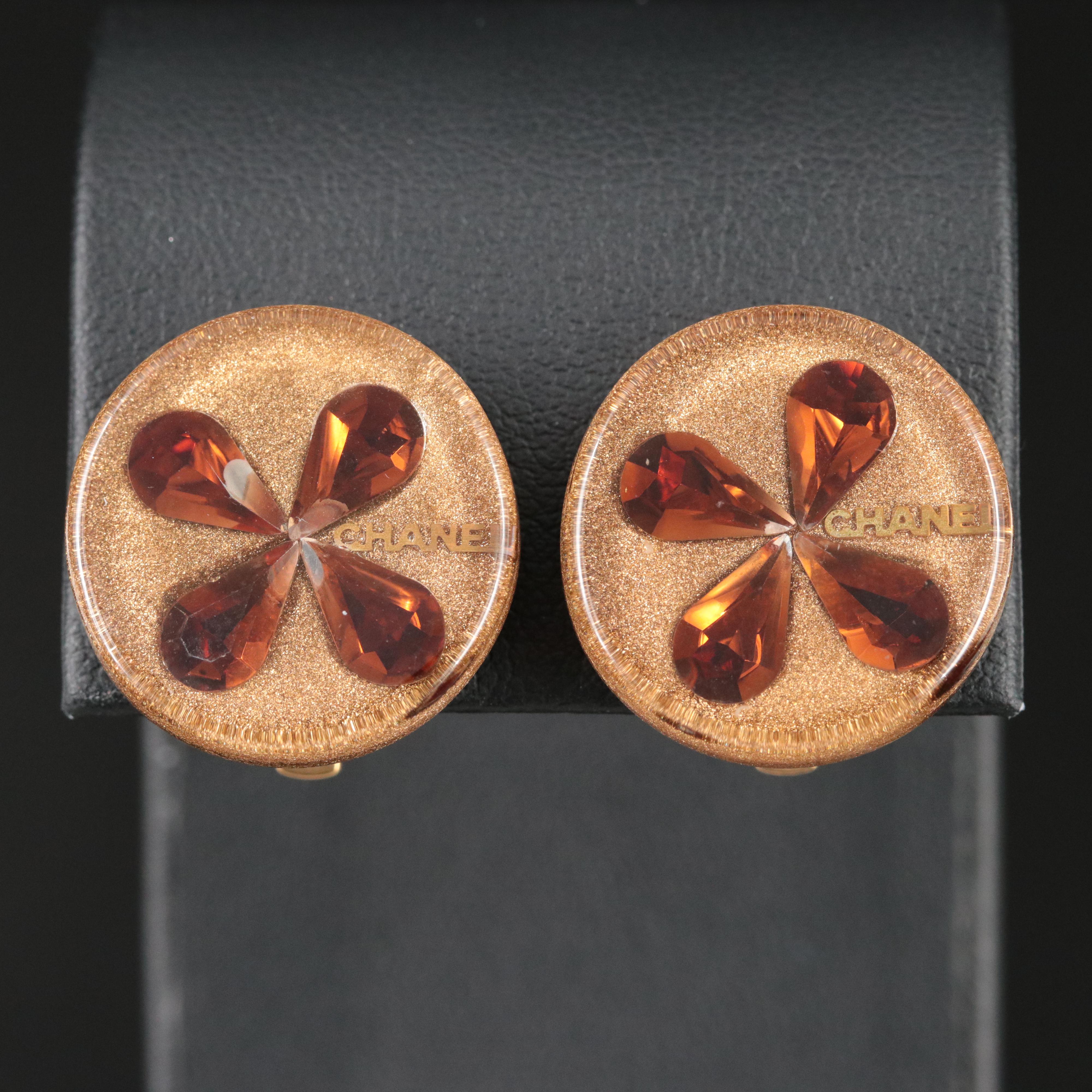Chanel Crystal in Resin Clip Earrings