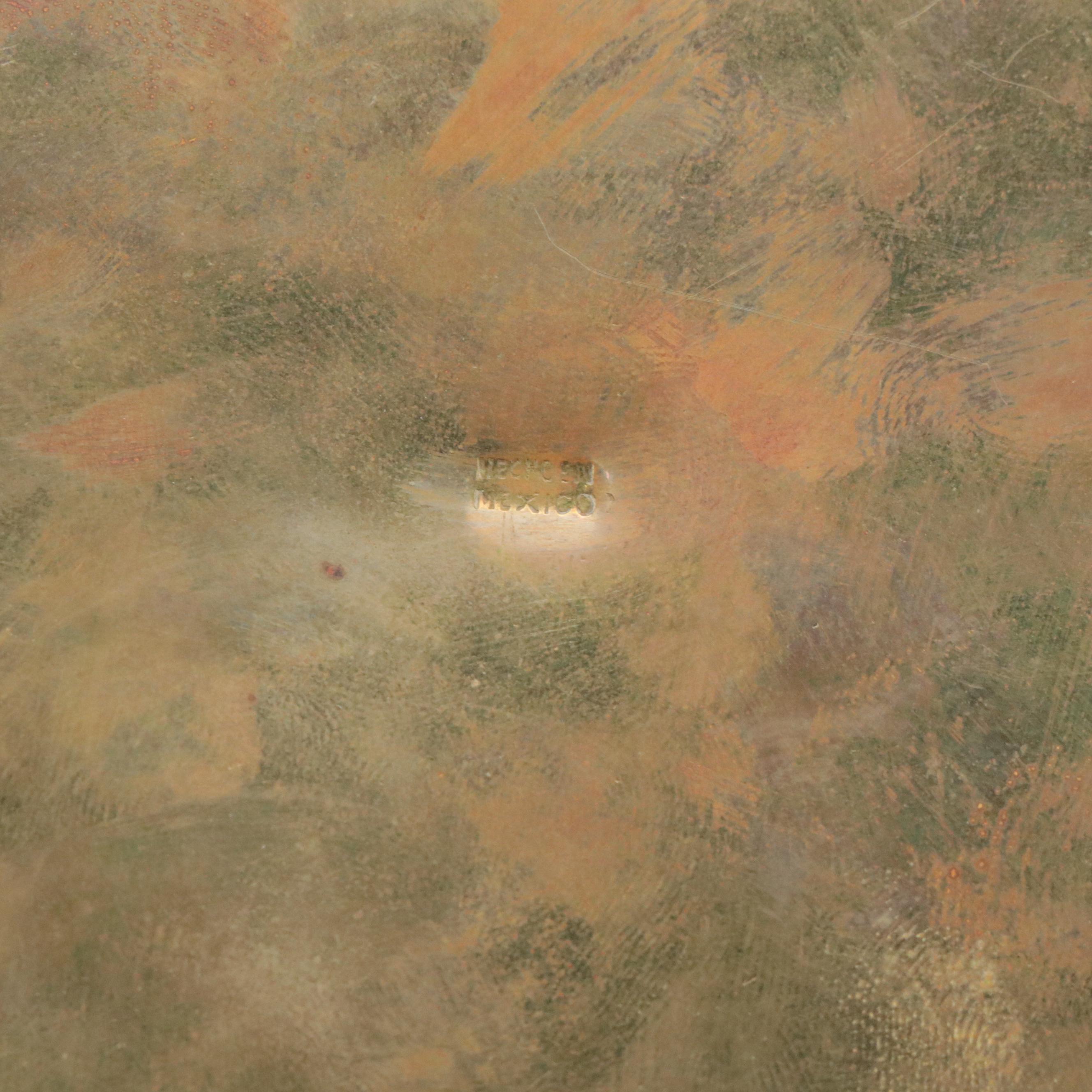 Hand-Crafted Brass, Copper and Azurmalachite Inlay Lidded Wooden Box