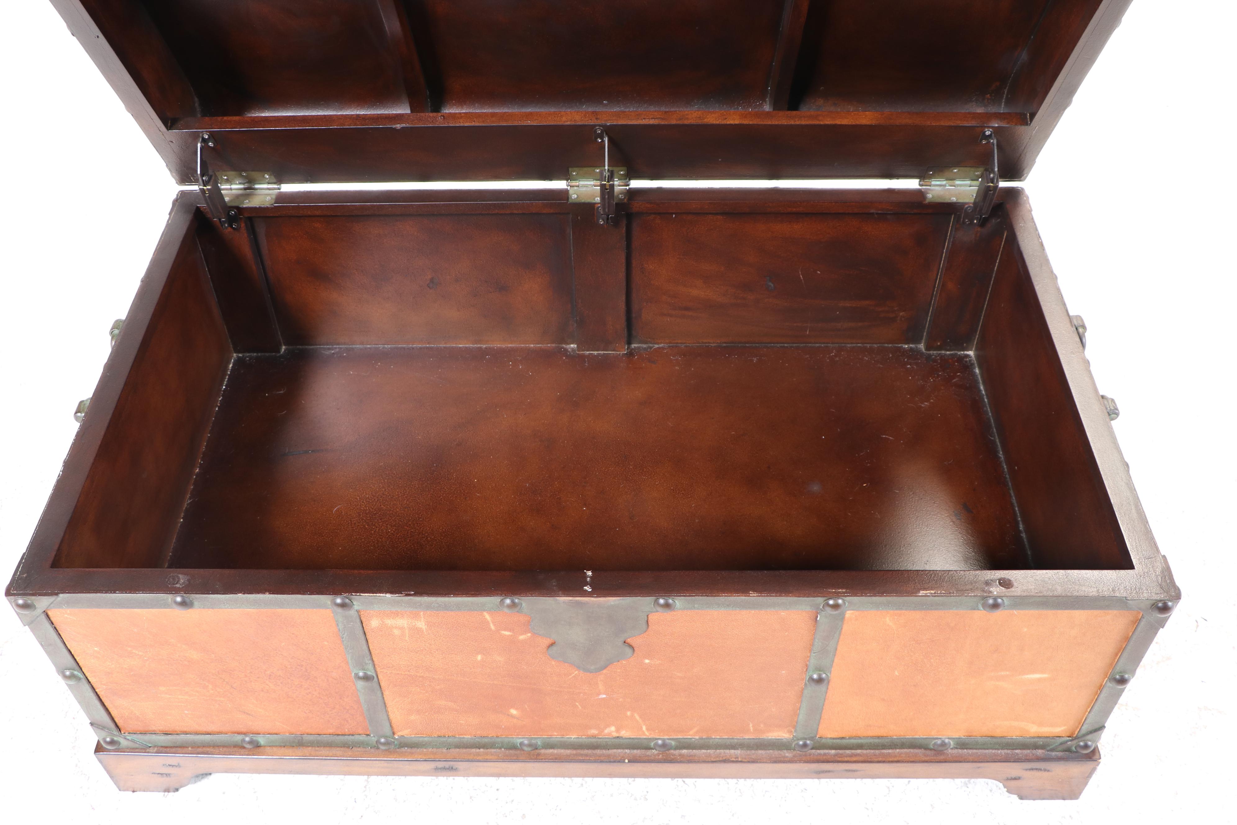 Bernhardt Furniture Metal-Bound and Leather-Clad Trunk Coffee Table