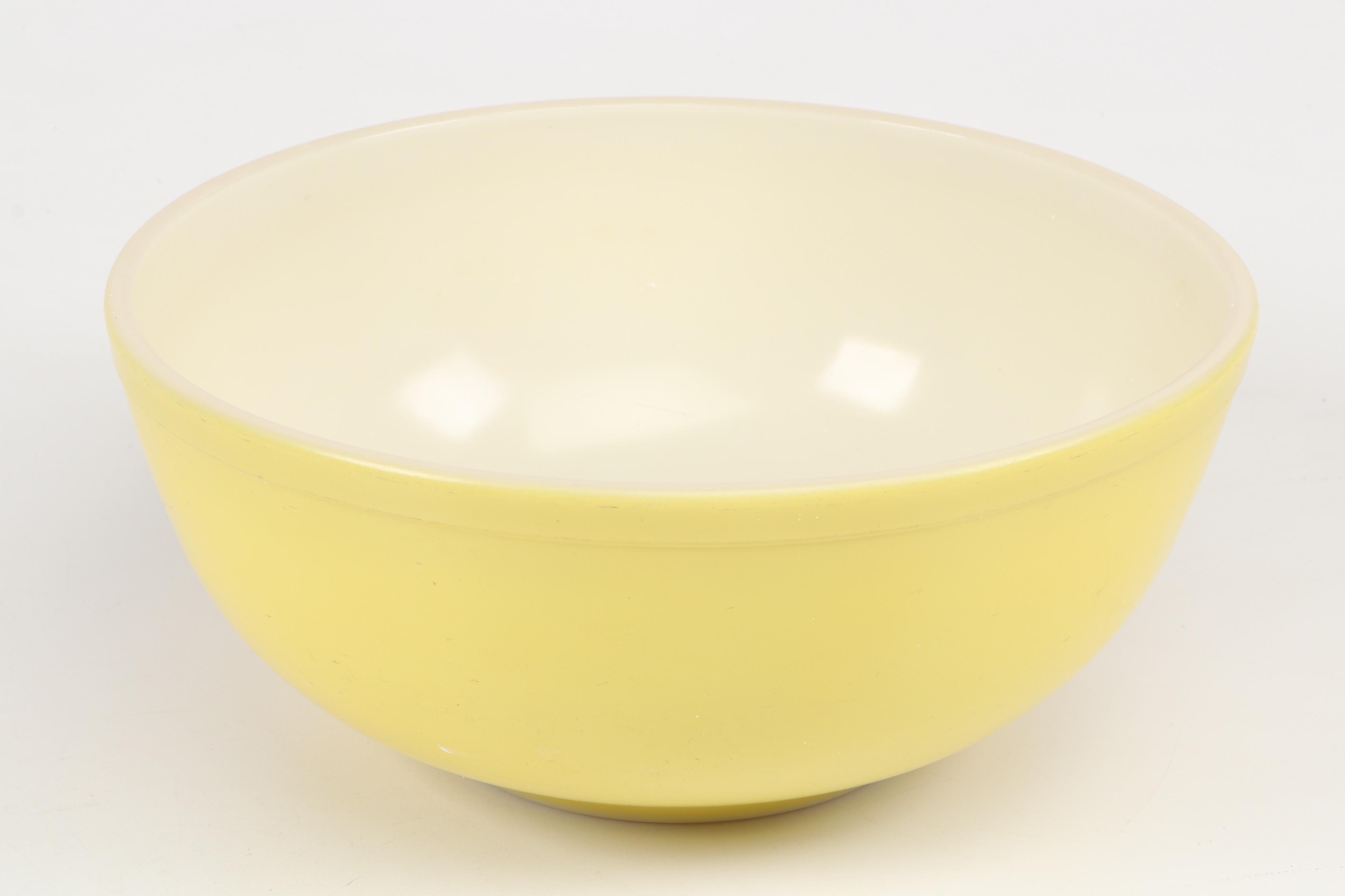 Pyrex Measuring Cups and Yellow Mixing Bowl with Shafford Olive Dish and More