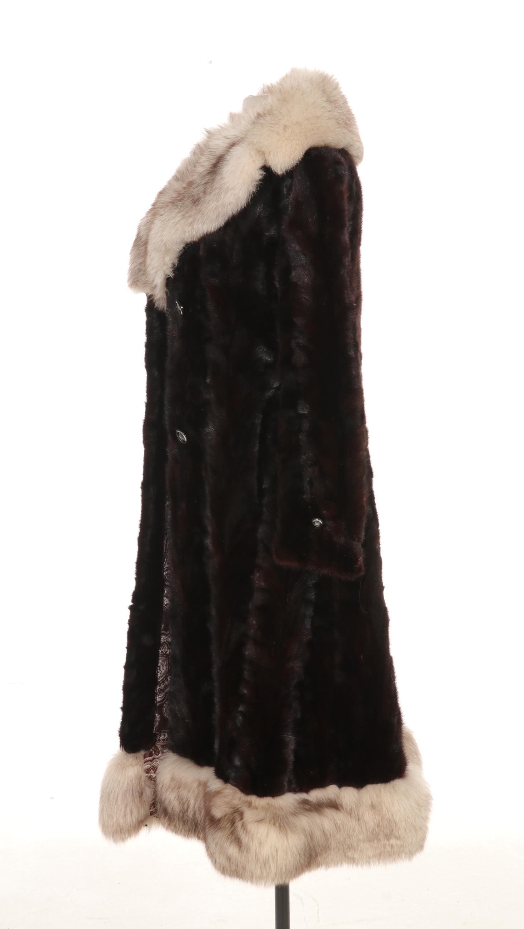 Vintage Mink Paw and Fox Fur Coat with Zip-Off Hem