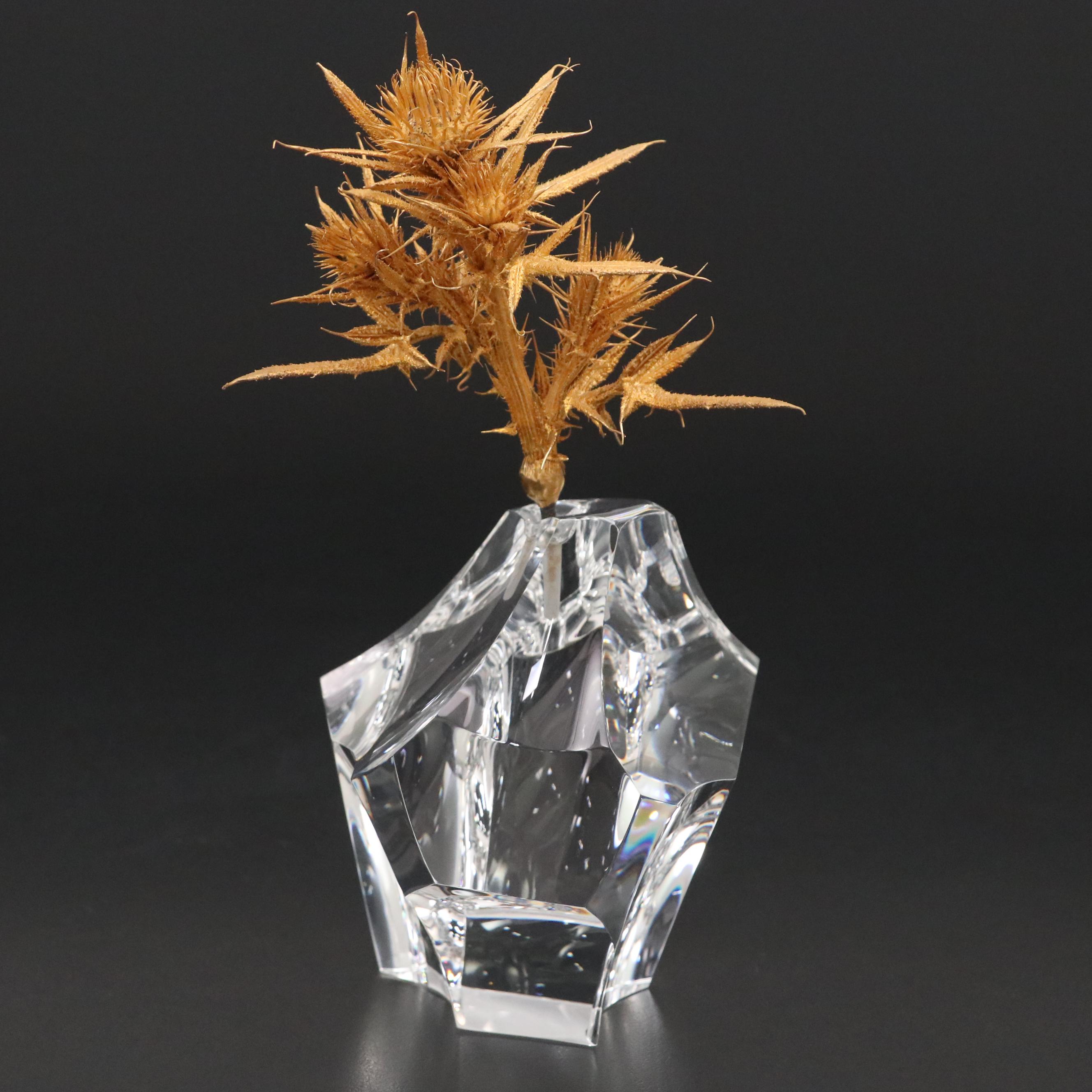 James Houston for Steuben "Thistle Rock" Art Glass and 18K Gilt Figurine, 1976