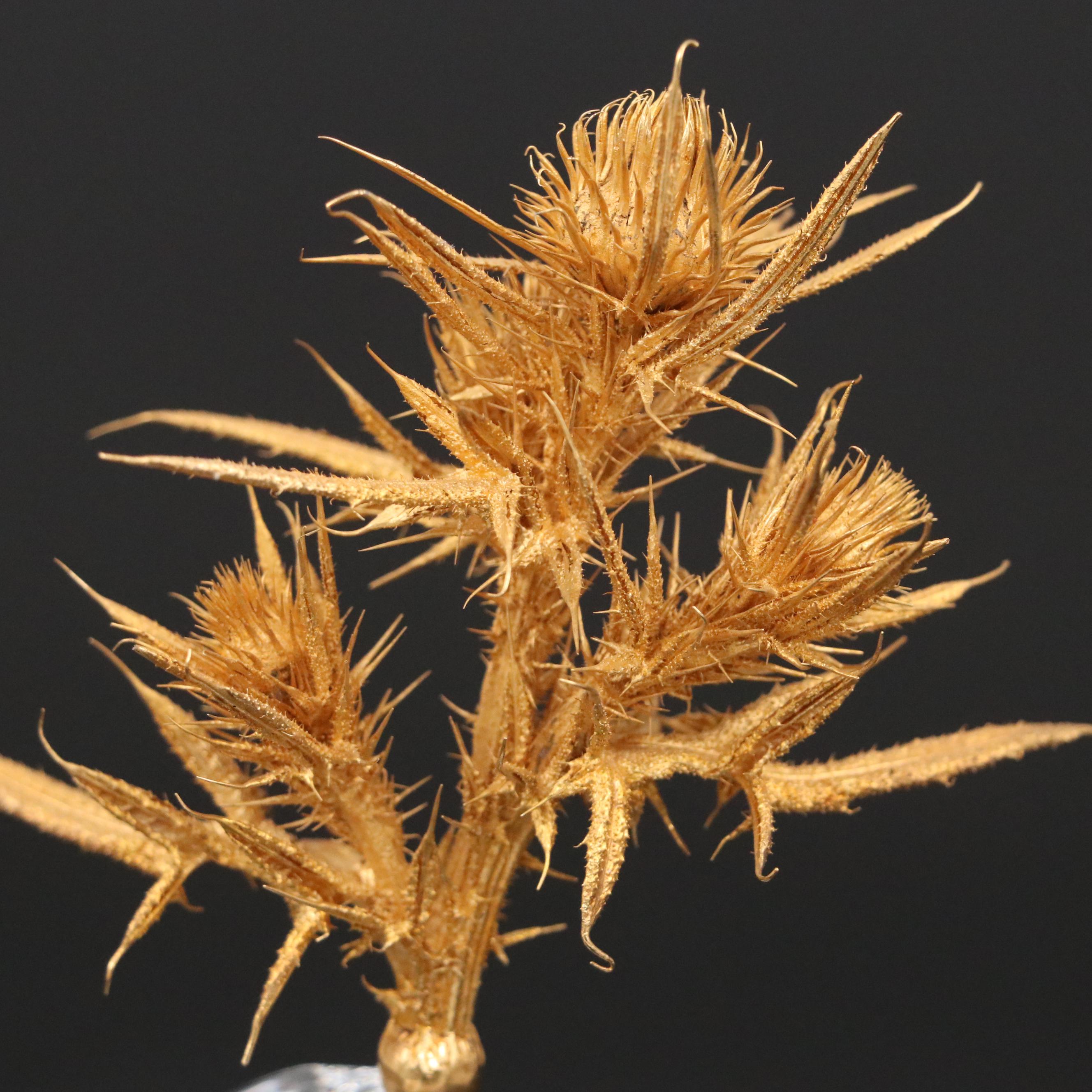 James Houston for Steuben "Thistle Rock" Art Glass and 18K Gilt Figurine, 1976