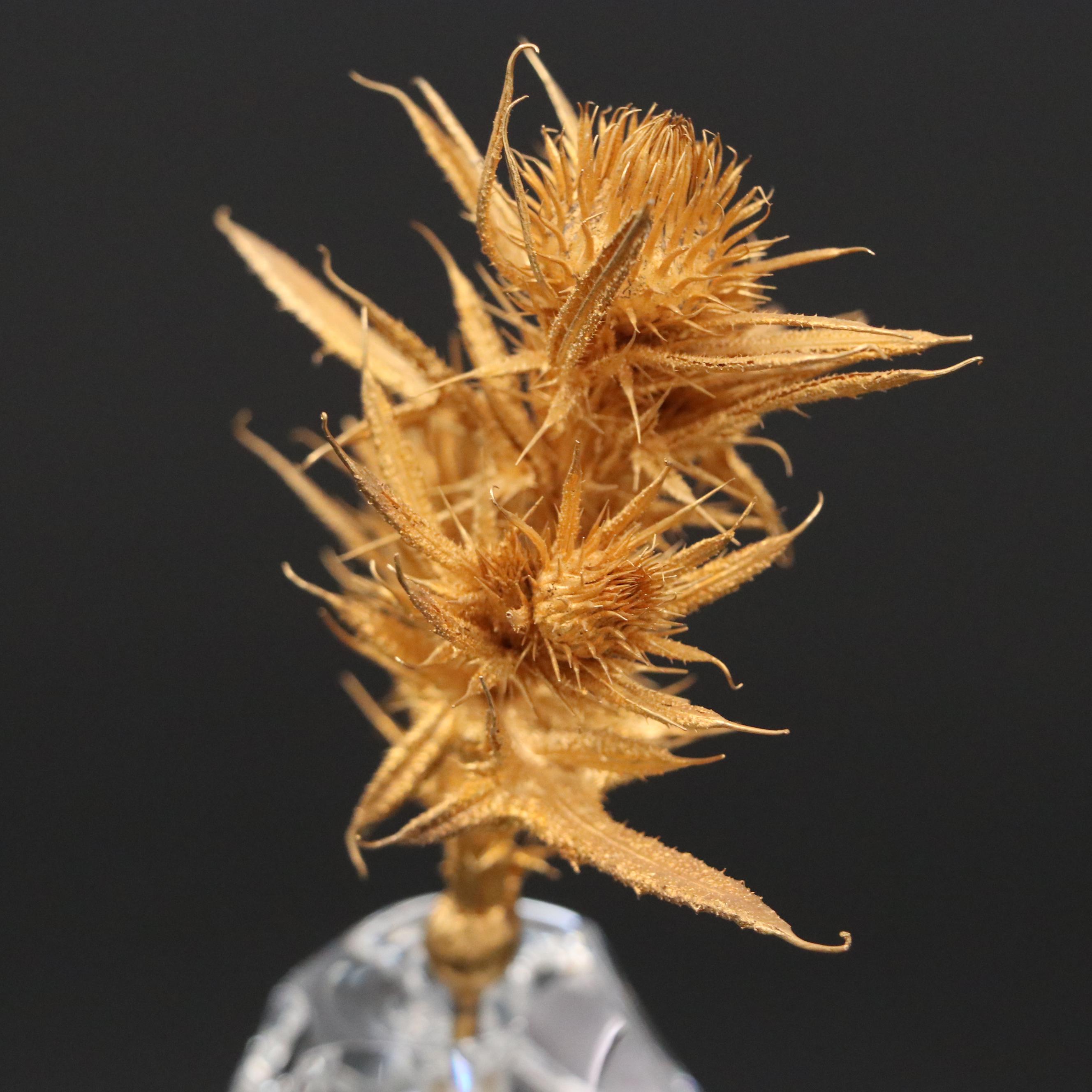 James Houston for Steuben "Thistle Rock" Art Glass and 18K Gilt Figurine, 1976