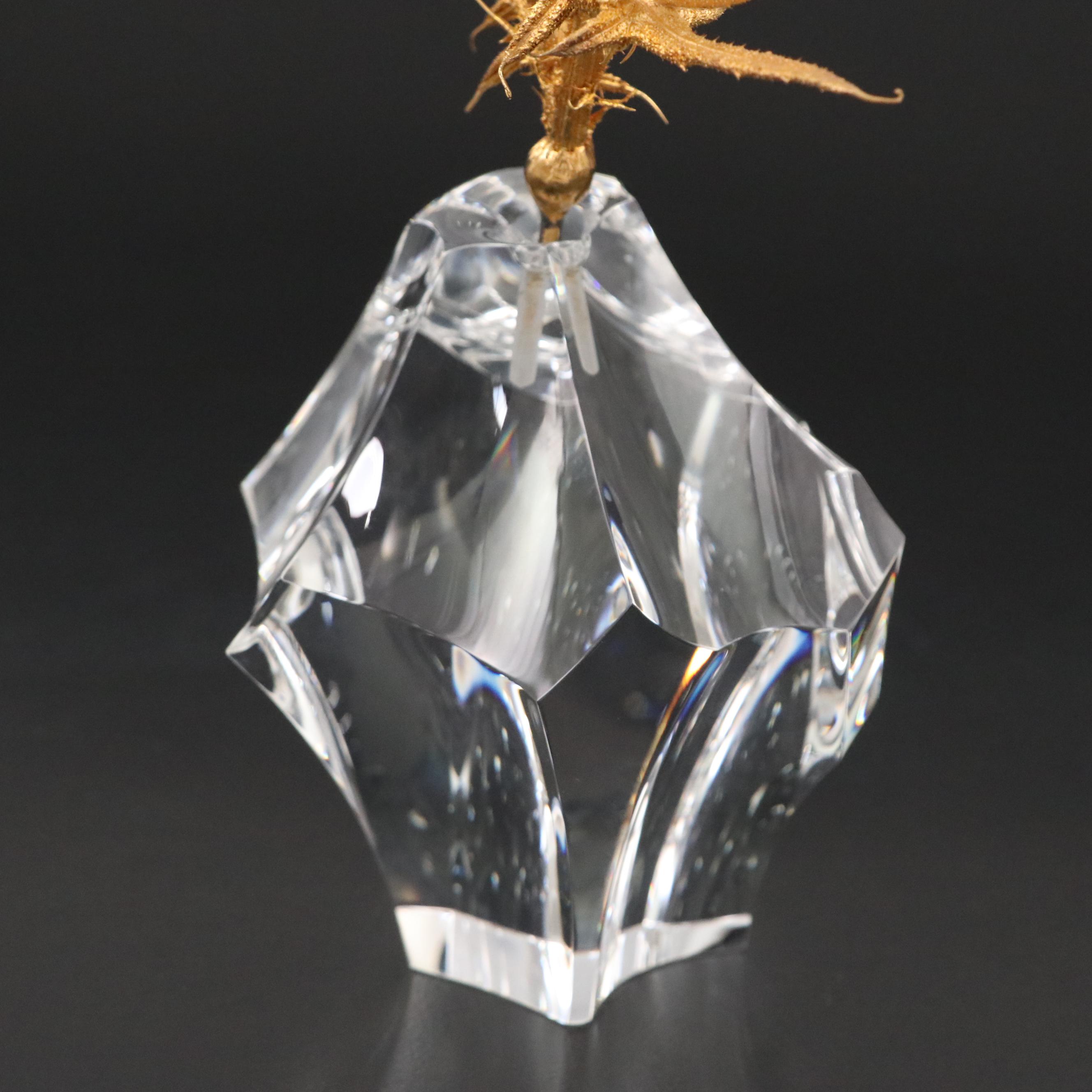 James Houston for Steuben "Thistle Rock" Art Glass and 18K Gilt Figurine, 1976